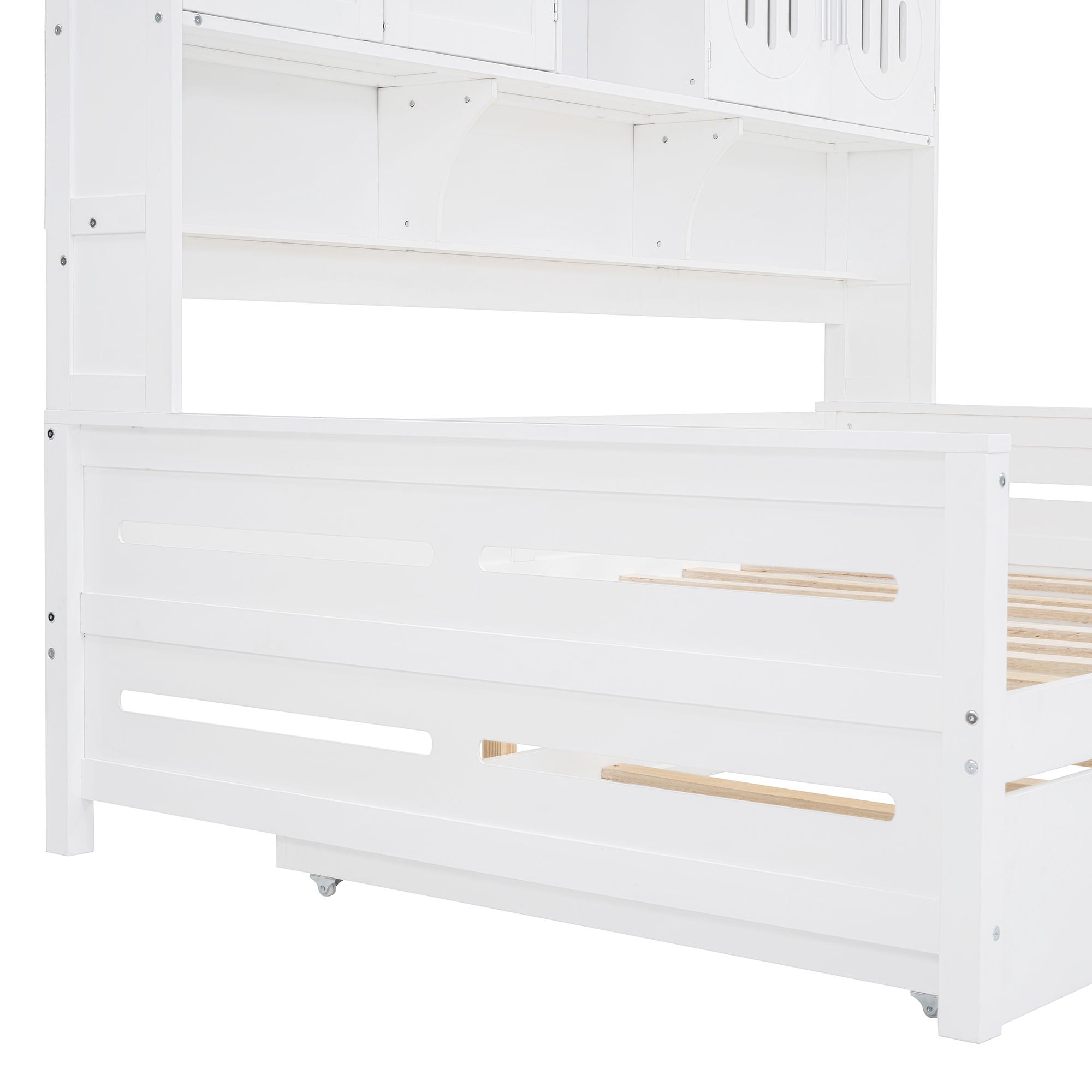 Daybed With All-In-One Cabinet And Shelf