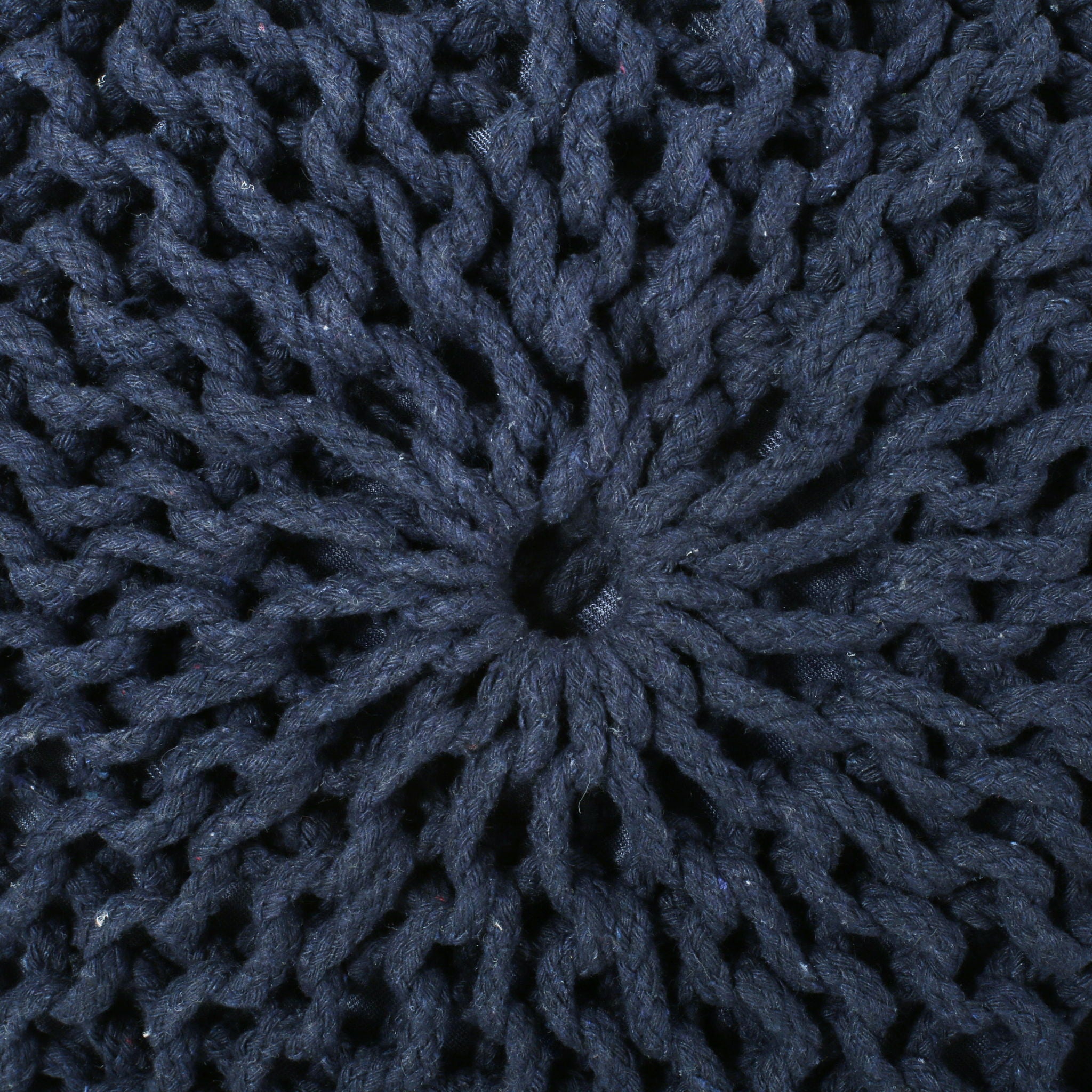 Bordeaux - Knitted Cotton Round Pouf Ottoman, Floor Cushion