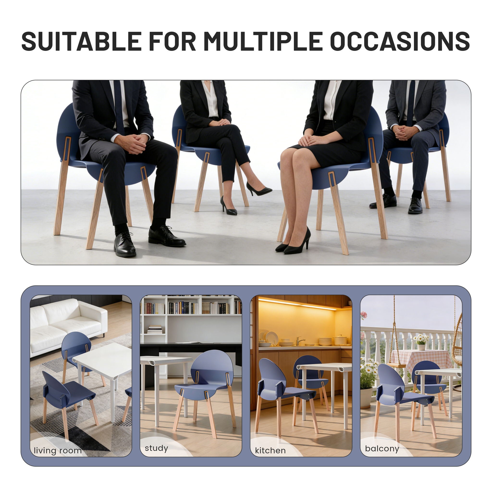 4 Piece Set Of Single Chairs With A Design Combining Modern And Traditional Elements