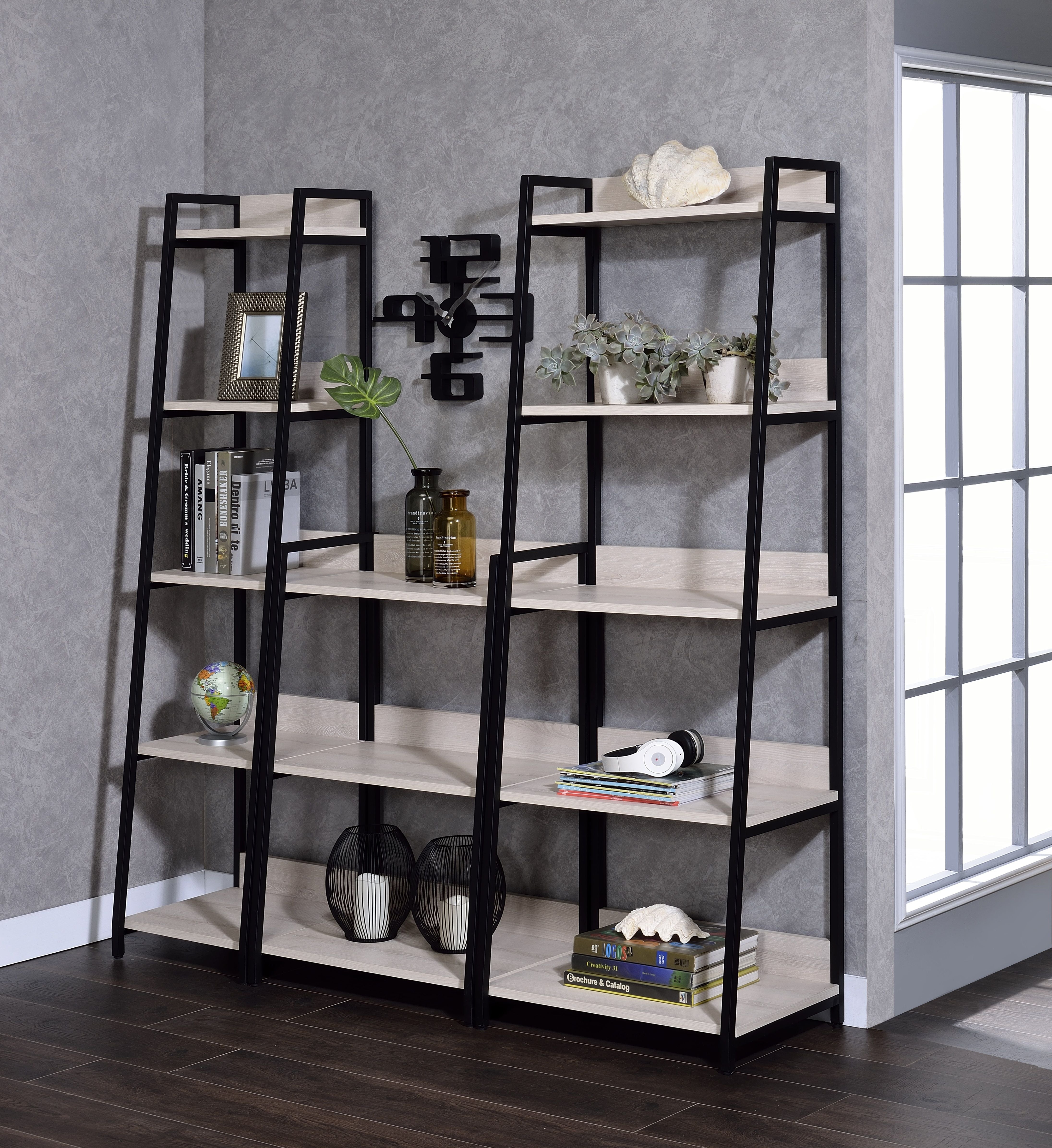 ACME Wendral - Bookshelf - Natural & Black - 37" | Meri Furniture