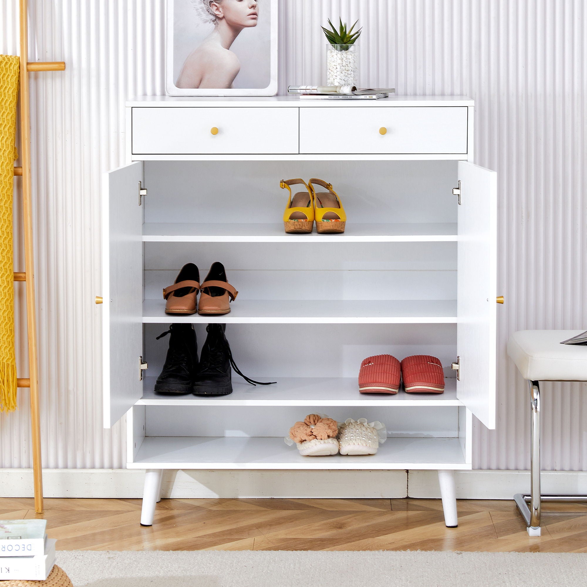 Modern Minimalist Rattan Shoe Cabinet, Elegant Storage Solution