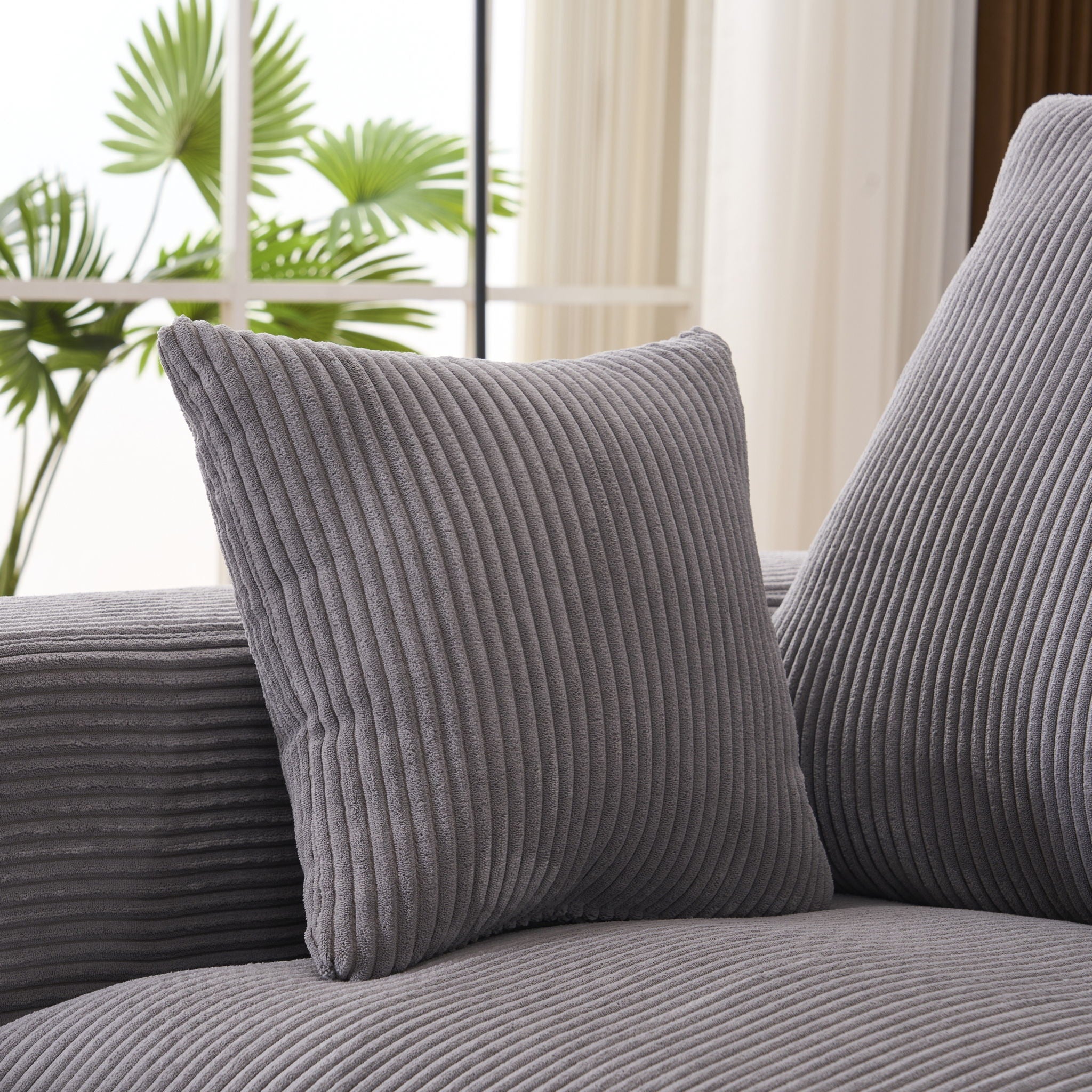 Modular Sectional Sofa With Ottoman, USB And Type C Charger, Petal Armrest Design