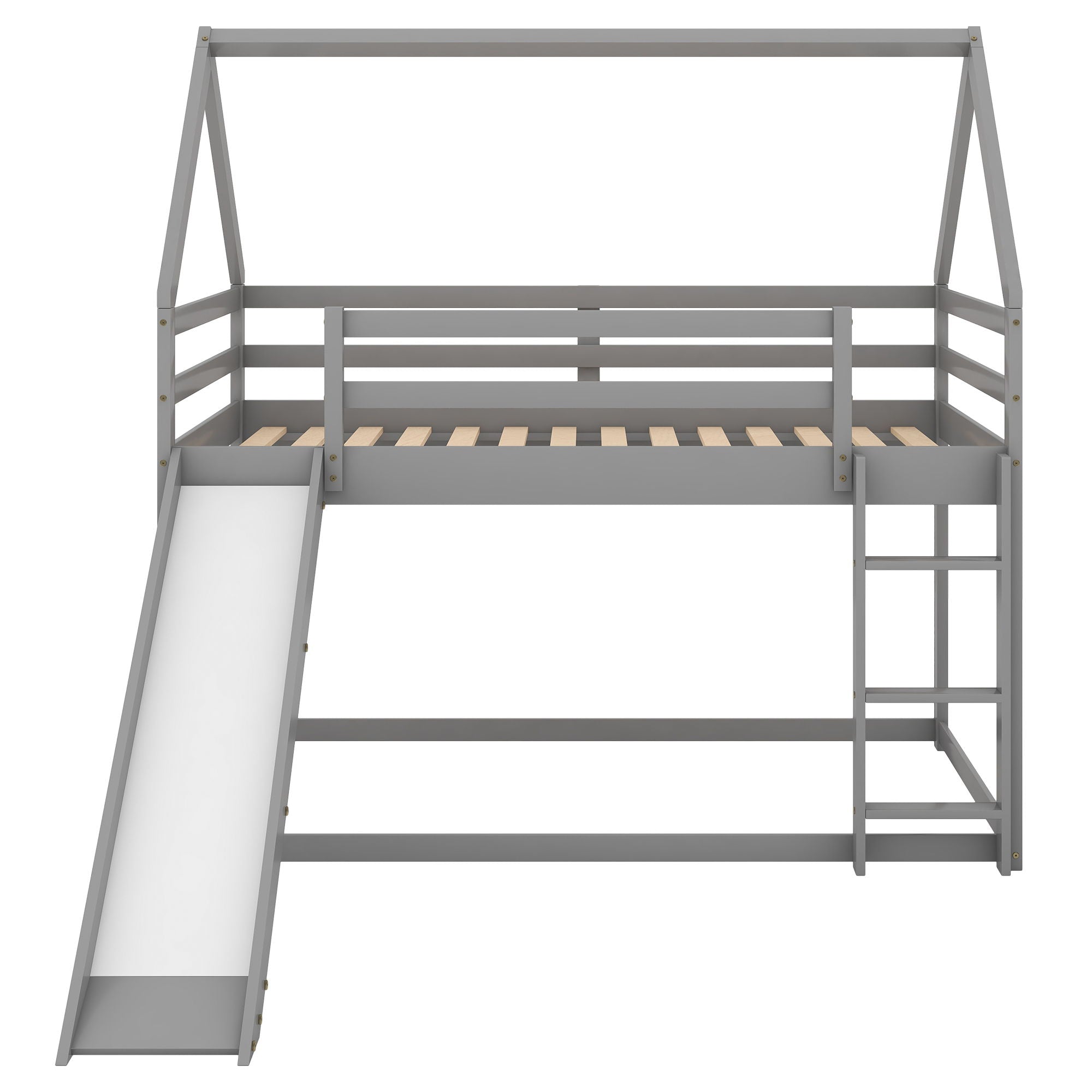 House Shape Bunk Bed With Slide And Ladder