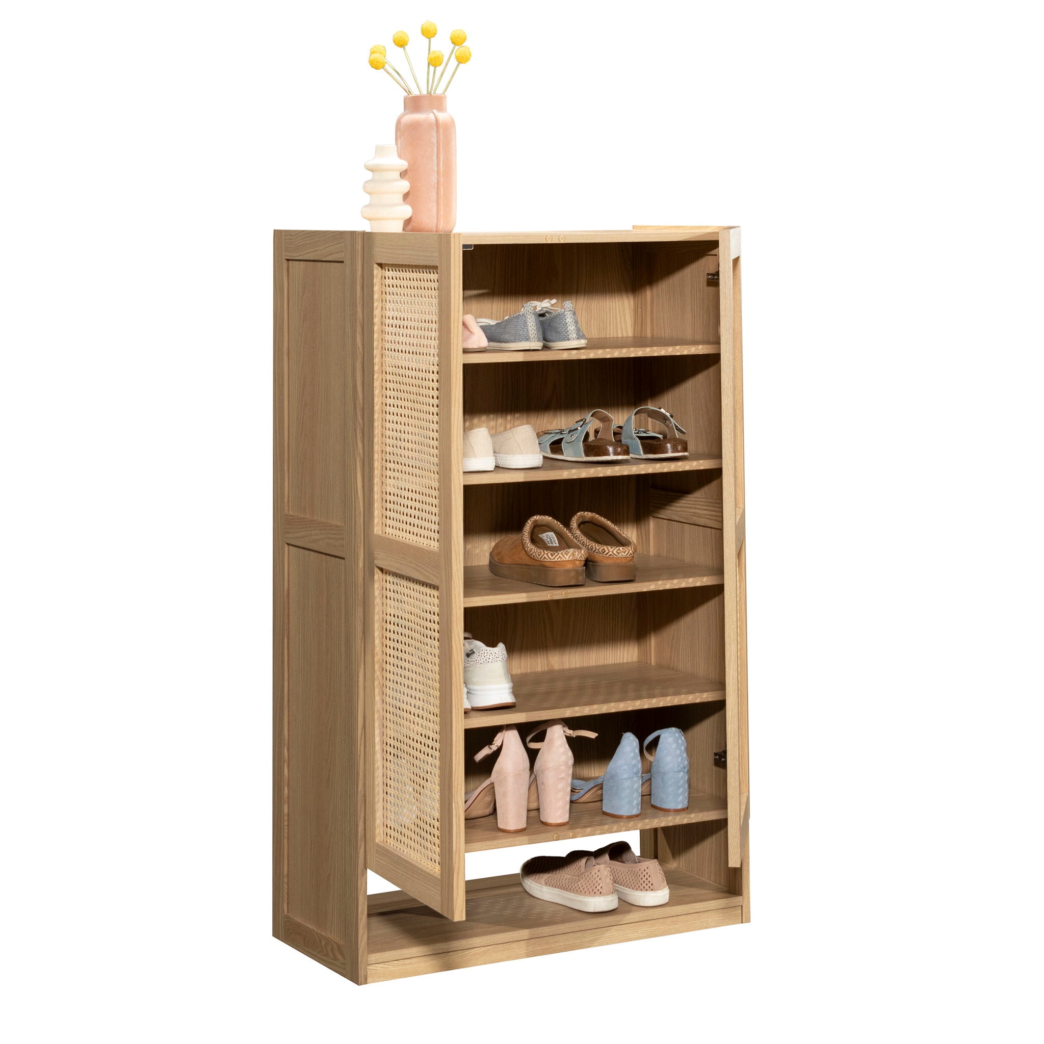 2-Door Rattan Shoe Cabinet in Harmony Ash