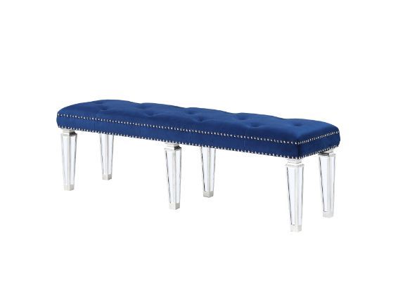 ACME The Varian Bench provides a commanding presence in any room. This contemporary bench features a upholstered seat cushion in luxurious upholstery with elegantly tapered legs. | Meri Furniture