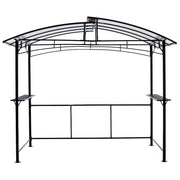 Grill Gazebo 8X5Ft, Outdoor Patio Canopy, Bbq Shelter With Steel Hardtop And Side Shelves - Black