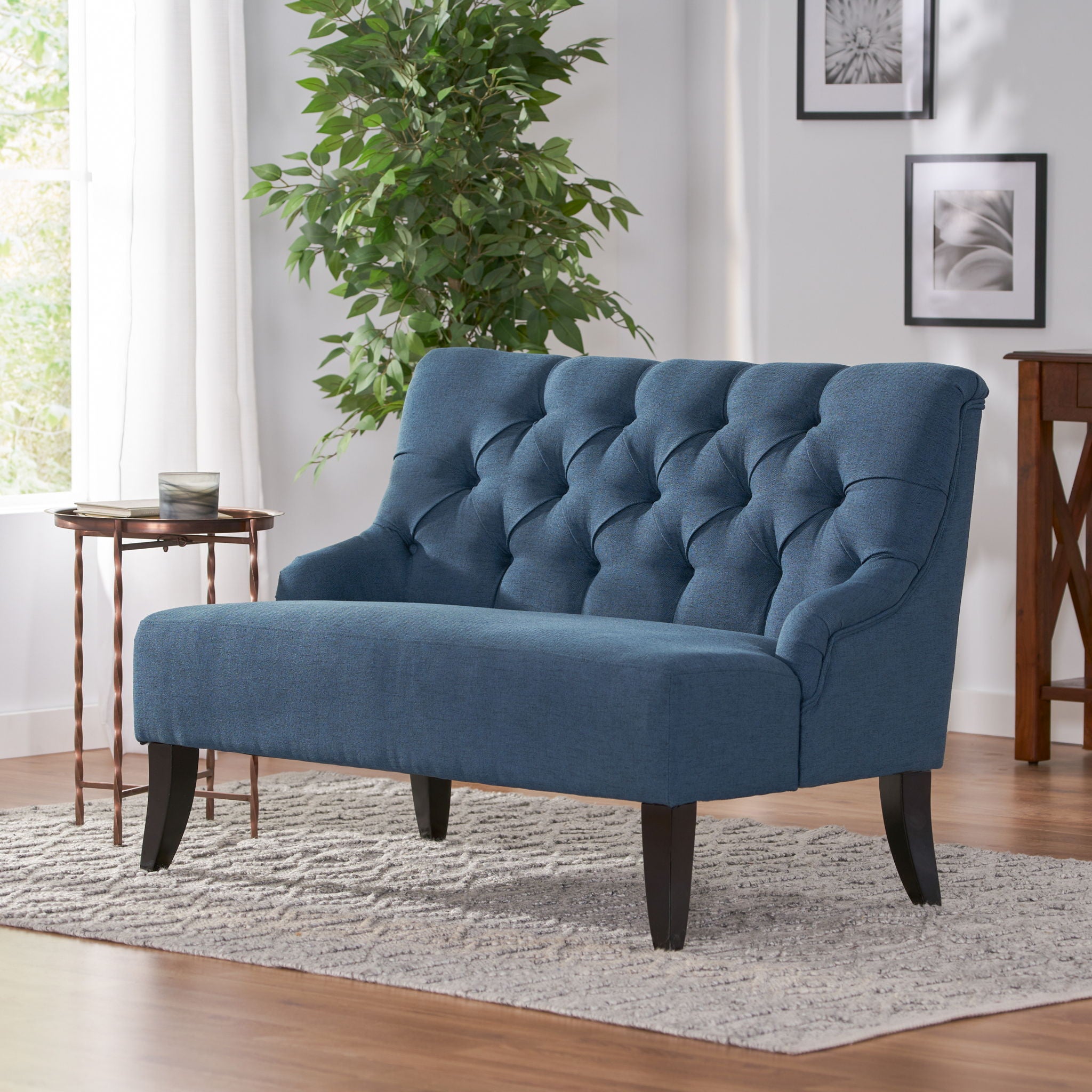 Nicole - French Style Upholstered Loveseat With Tufted Backrest