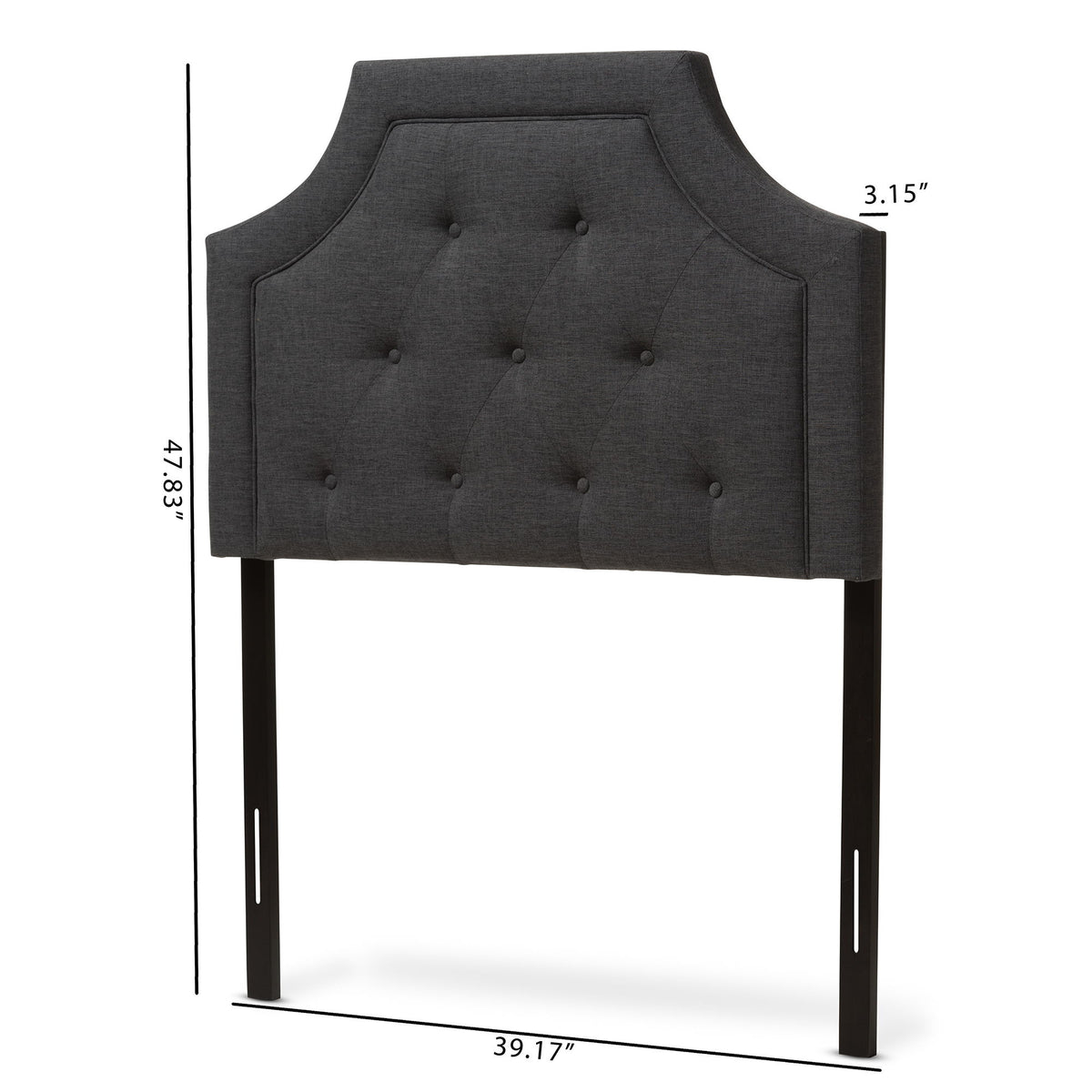 Mars Modern and Contemporary Dark Grey Fabric Twin Size Headboard