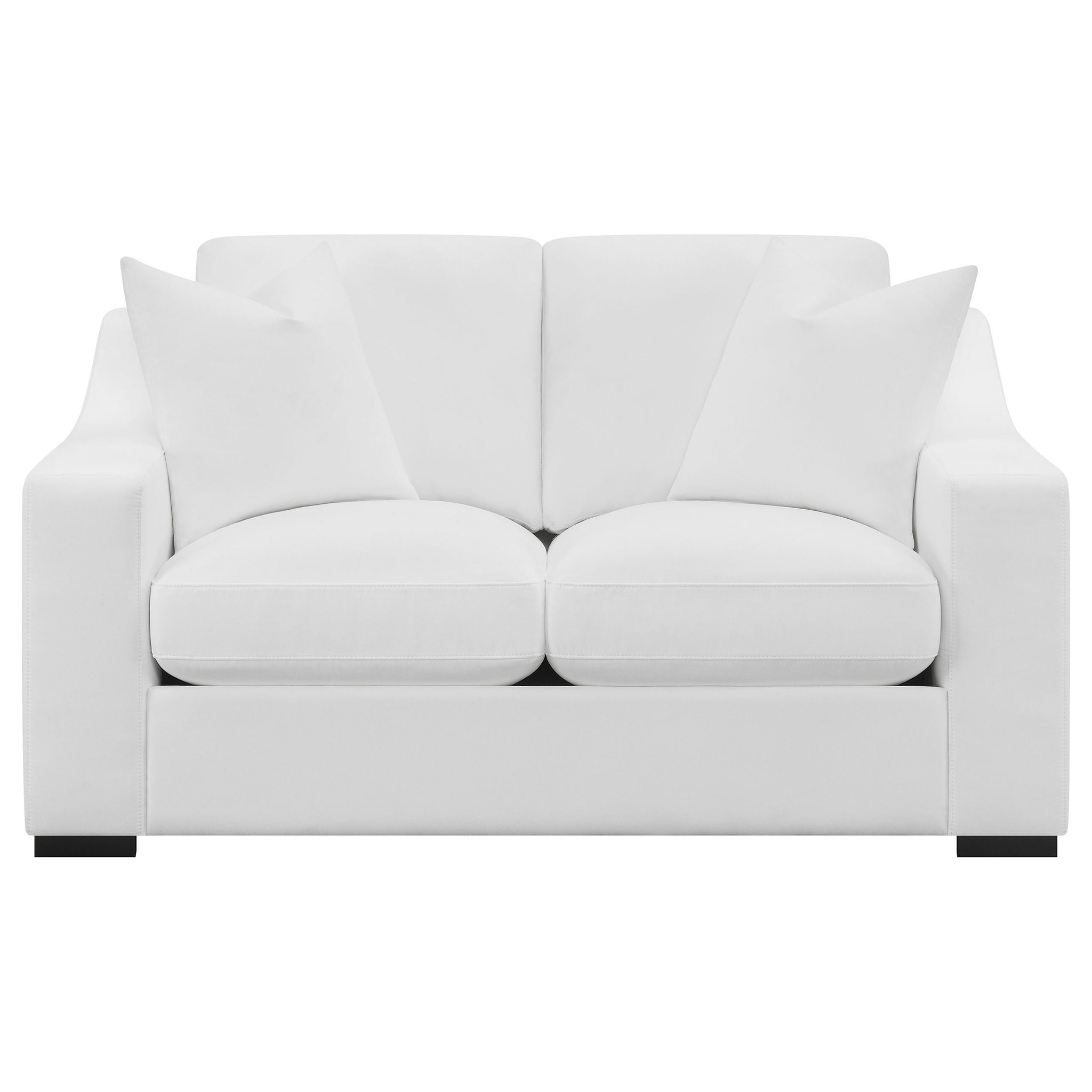 Chelan - 2 Piece Upholstered Sloped Arm Sofa Set - White