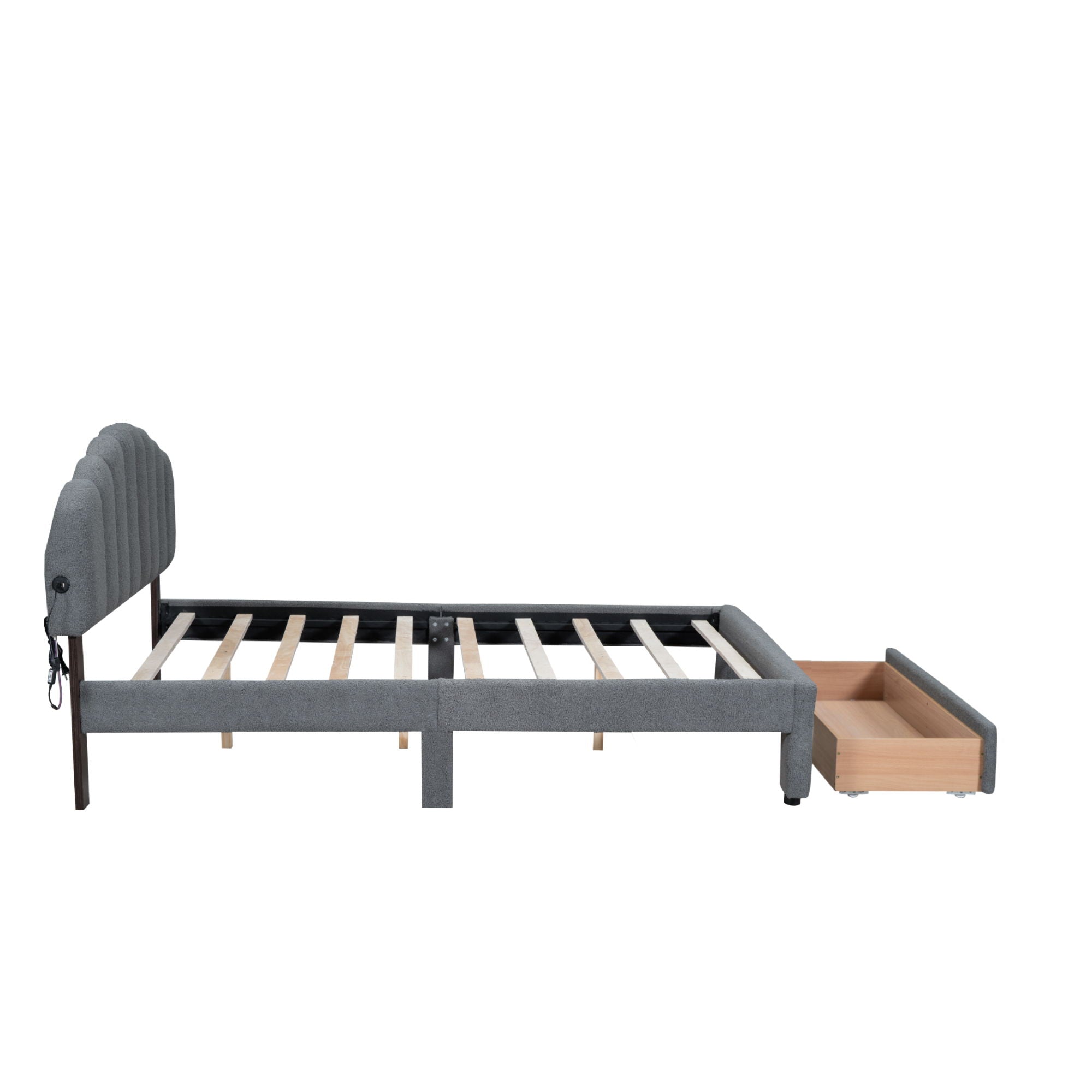 Upholstered Platform Bed With Drawer