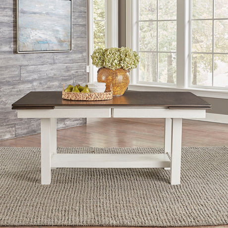 Liberty Furniture Brook Bay - Trestle Table - White & Brown | Meri Furniture