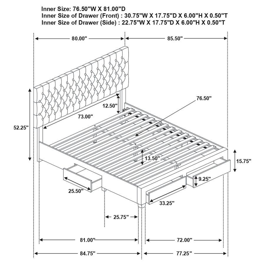 Coaster Fine Furniture Soledad - Upholstered Storage Panel Bed | Meri Furniture
