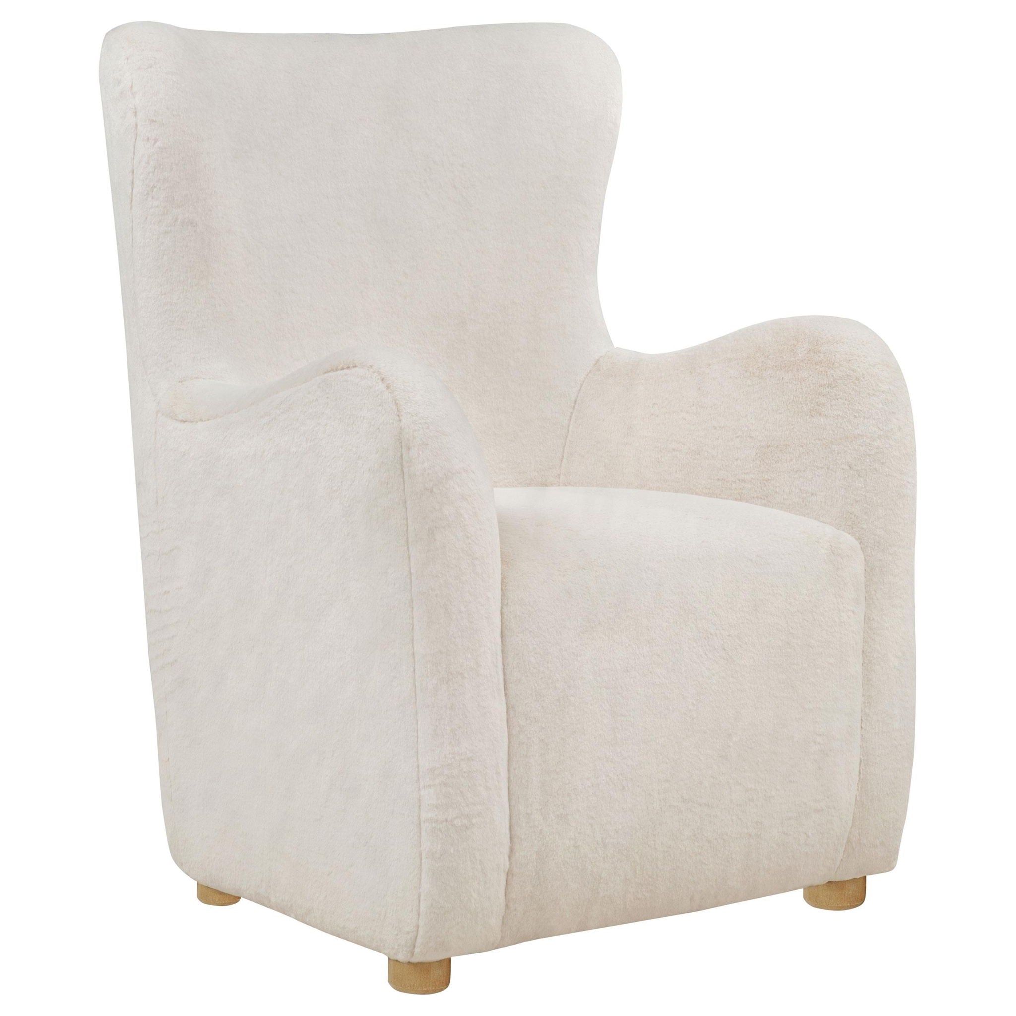 Thornton Faux Fur Upholstered Wingback Lounge Accent Chair Cream