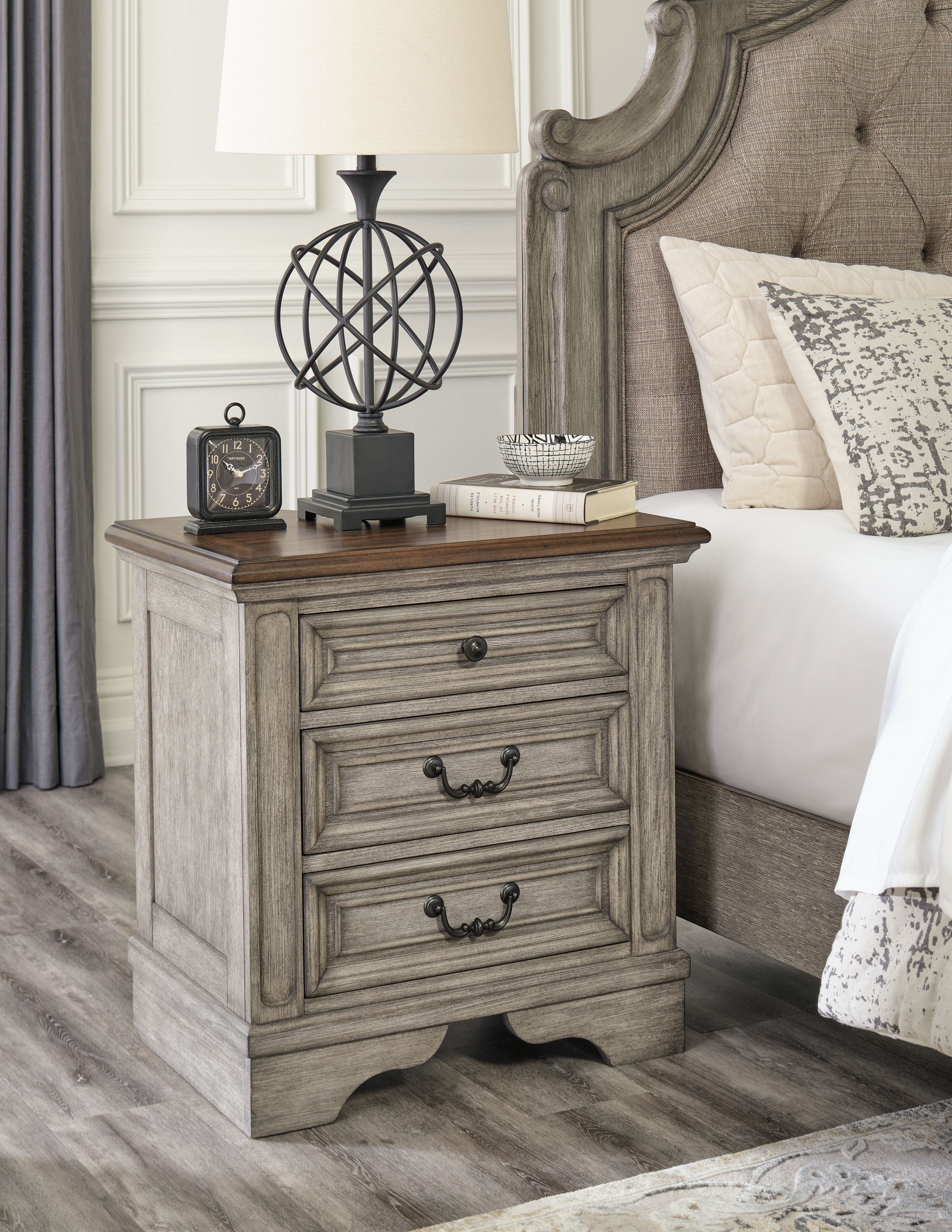 Signature Design by Ashley® Lodenbay - Antique Gray - Three Drawer Night Stand | Meri Furniture