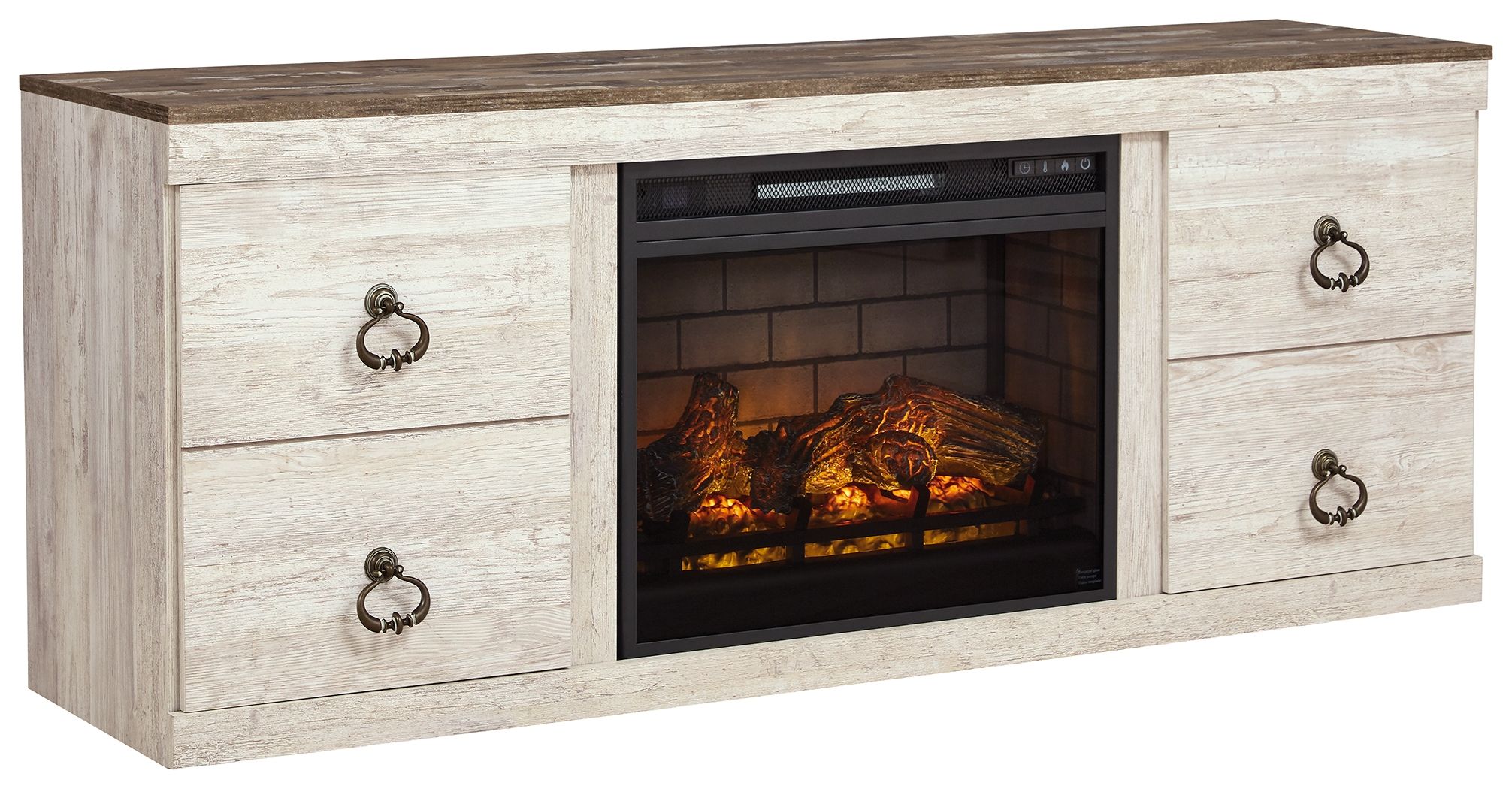 Signature Design by Ashley® Willowton - Entertainment Center With Fireplace Option | Meri Furniture