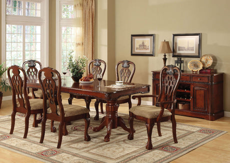 Furniture of America George Town - Dining Table With Double Pedestals - Cherry | Meri Furniture