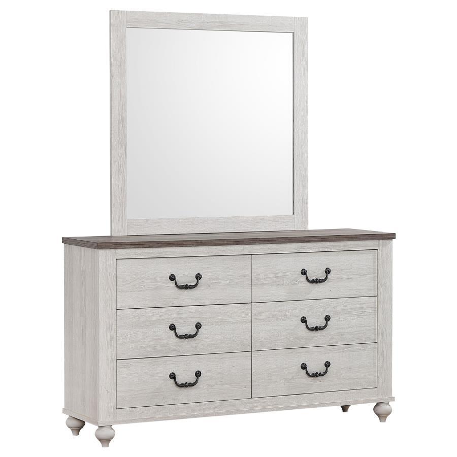 Coaster Fine Furniture Stillwood - 6-Drawer Dresser With Mirror - Vintage Linen | Meri Furniture