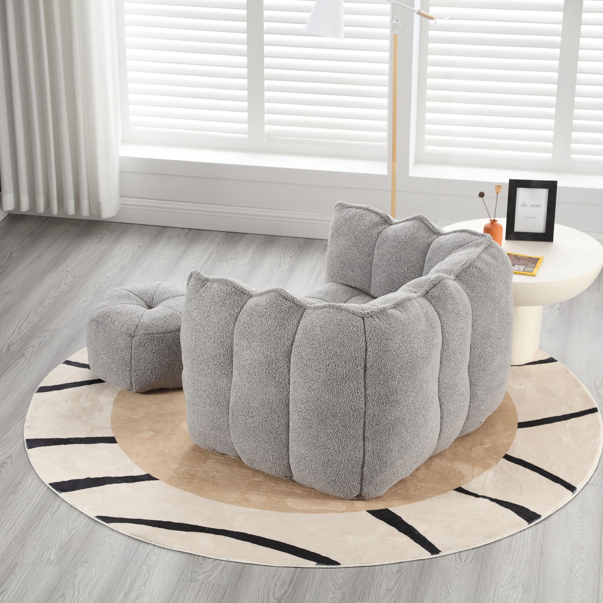 Soft Chenille Bean Bag Chair With High Resilient Foam