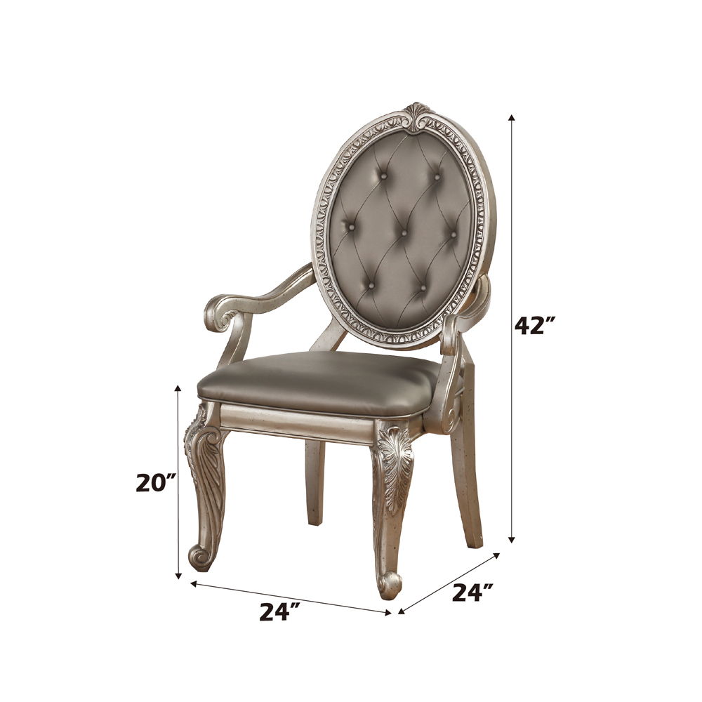 Northville - Arm Chair Set of 2) - Synthetic Leather & Antique Silver