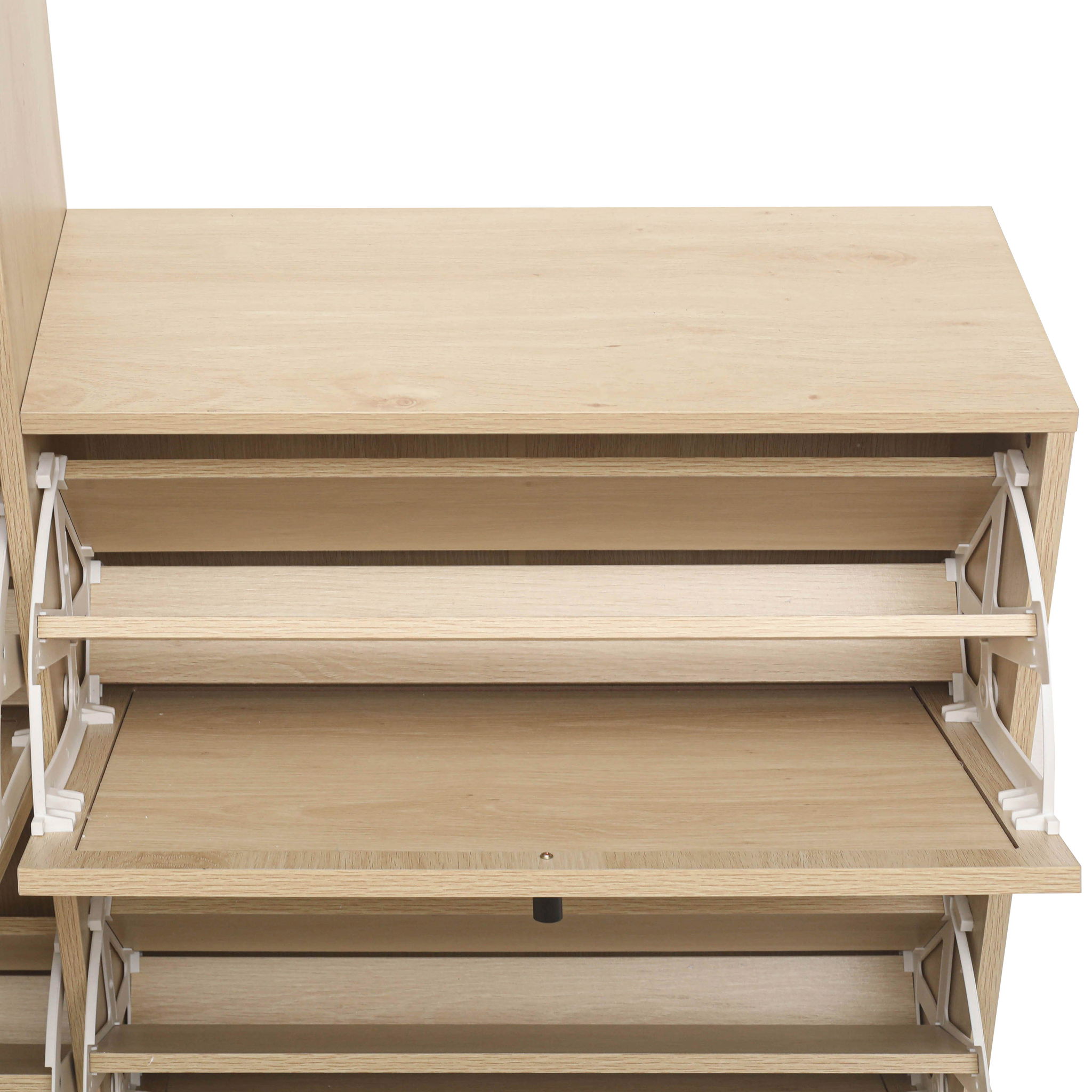 Modern Rattan 5 Door Shoe Storage Cabinet For Entryway Freestanding Design - Natural