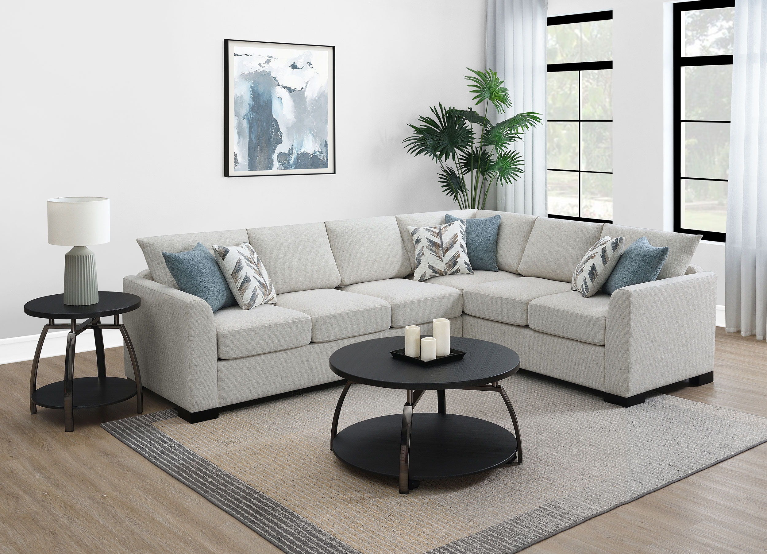 Coaster Fine Furniture Ashford - Chenille Upholstered Sleeper Sectional Sofa - Greige | Meri Furniture