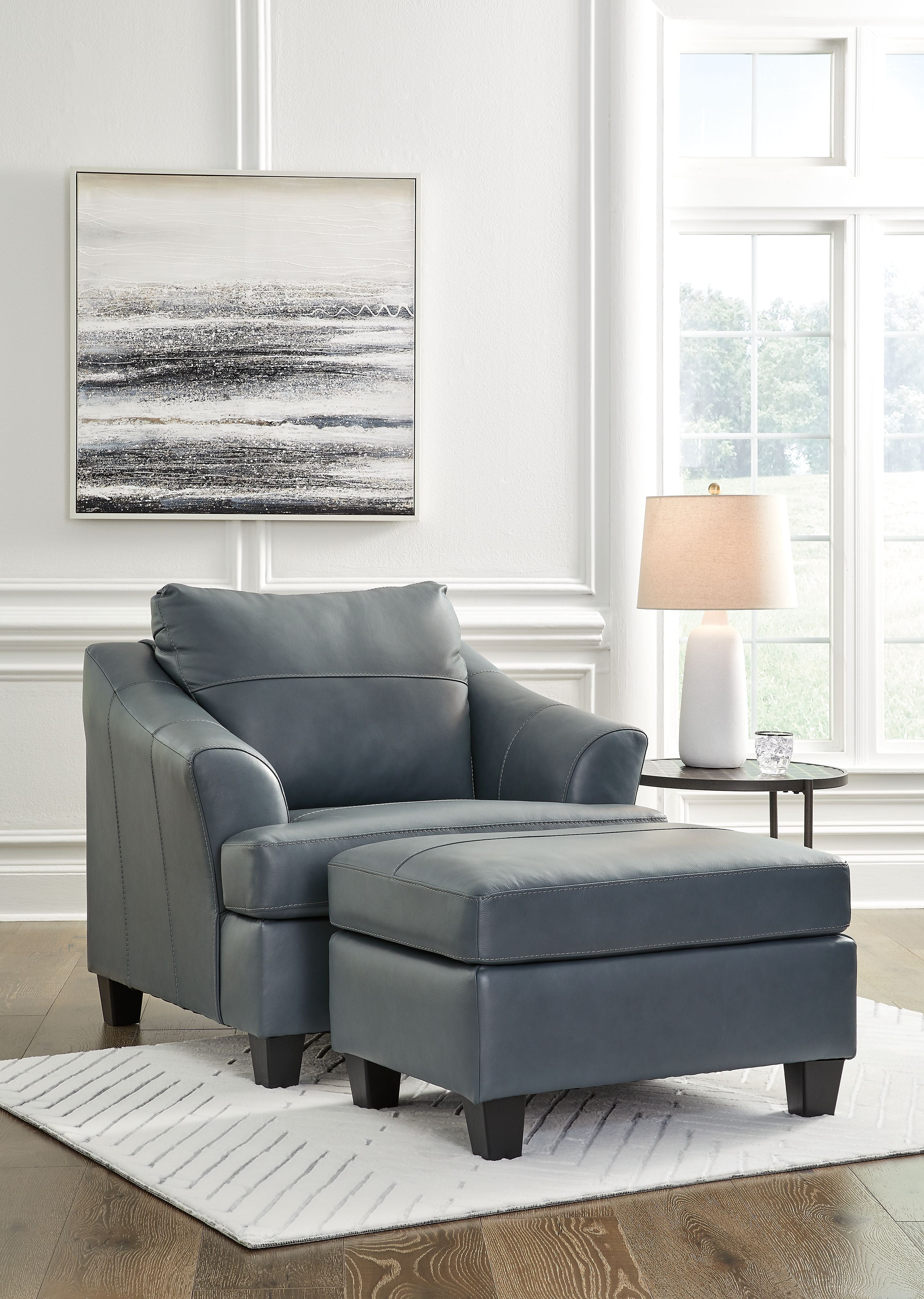 Ashley Furniture Genoa - Steel - 2 Pc. - Chair And A Half, Ottoman | Meri Furniture