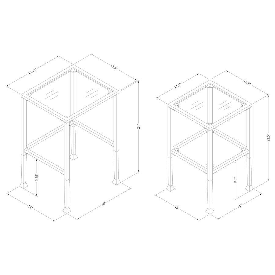 Coaster Fine Furniture Leilani - 2 Piece Glass Top Nesting Table Set - Black | Meri Furniture