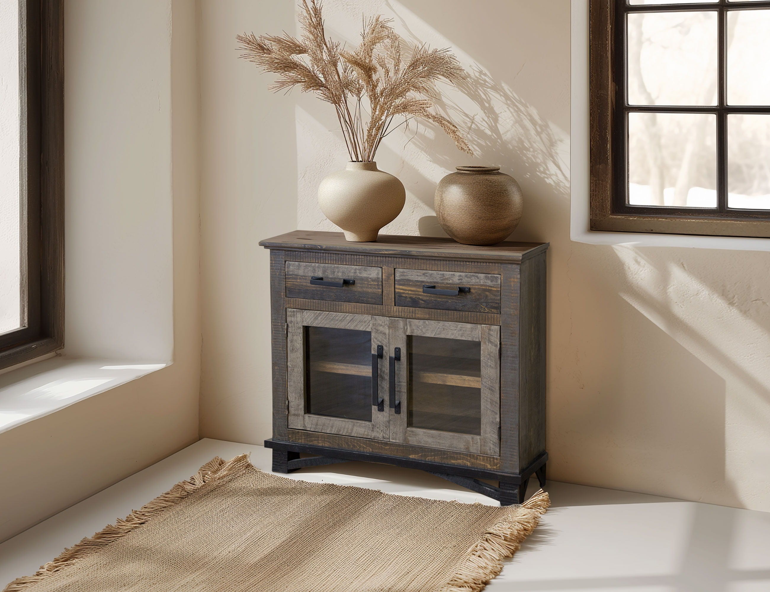 International Furniture Direct Loft Brown - Server - Two Tone Gray / Brown | Meri Furniture