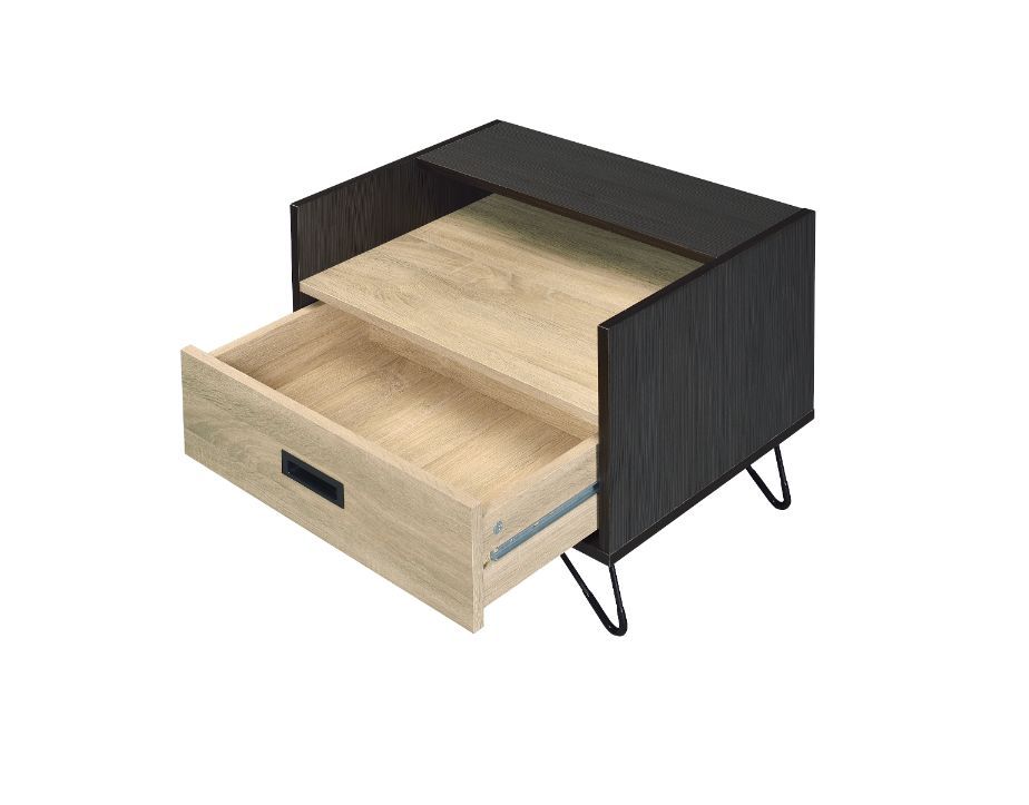 ACME Melkree - Accent Table - Oak & Black Finish | Meri Furniture