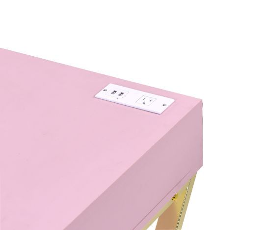 ACME Coleen - Desk - Pink & Gold Finish | Meri Furniture