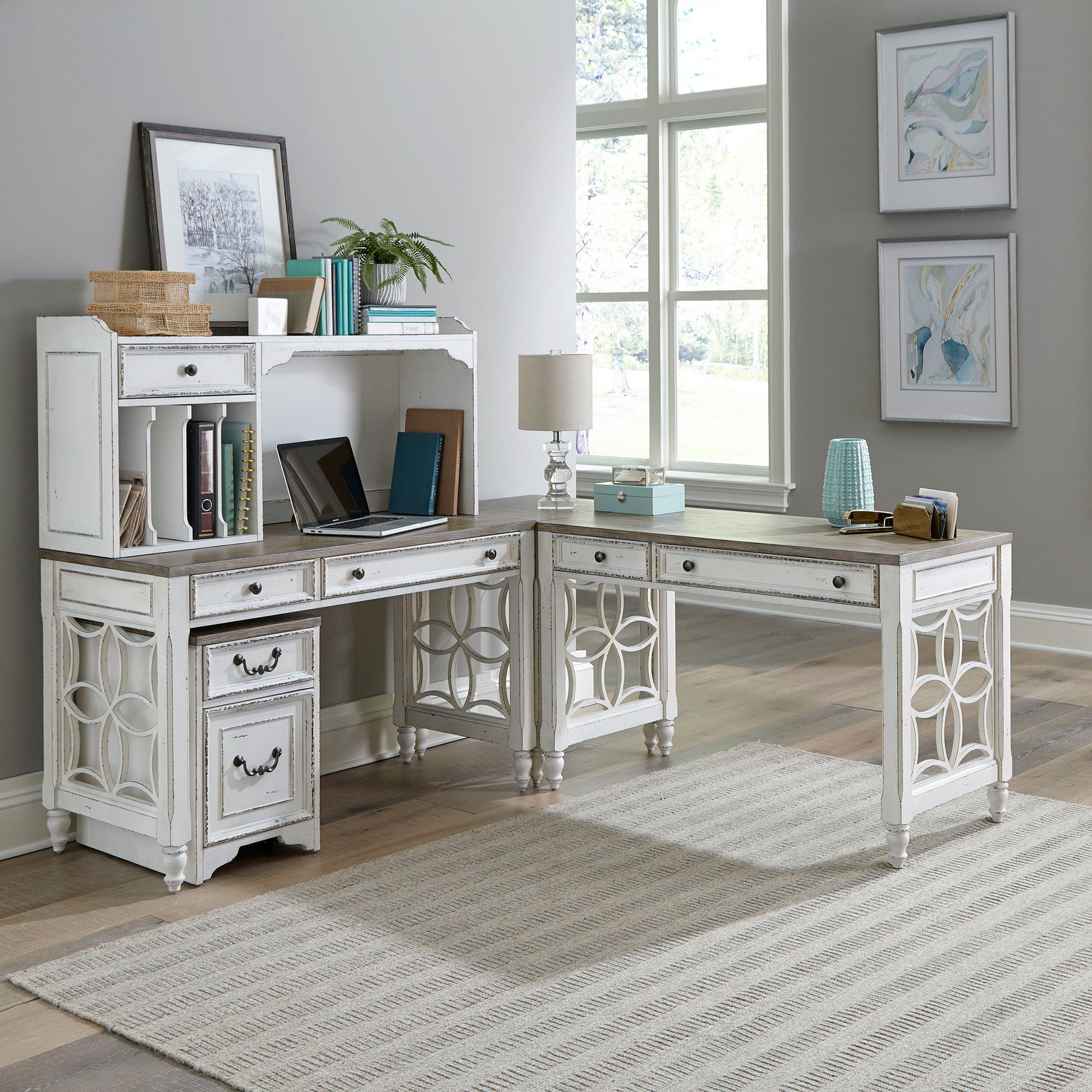 Liberty Furniture Magnolia Manor - L Shaped Desk Set | Meri Furniture