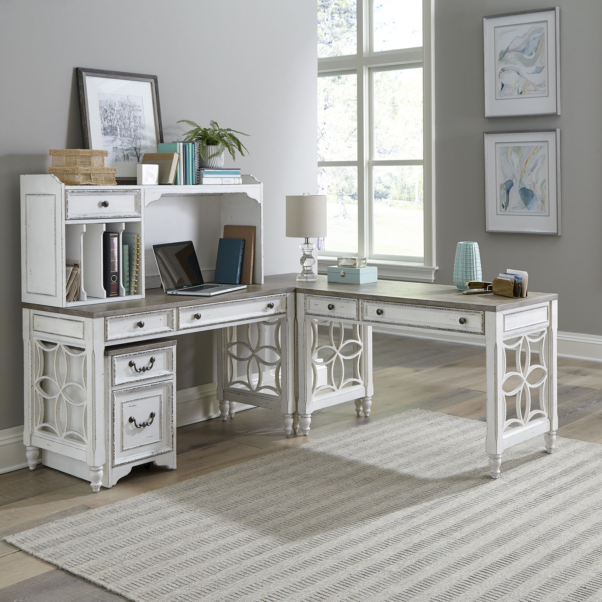 Liberty Furniture Magnolia Manor - L Shaped Desk Set | Meri Furniture
