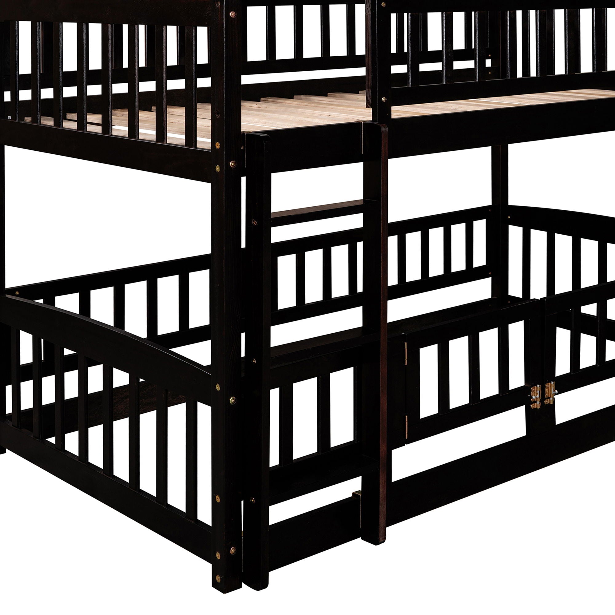 Low Bunk Bed With Slide, Fence And Ladder