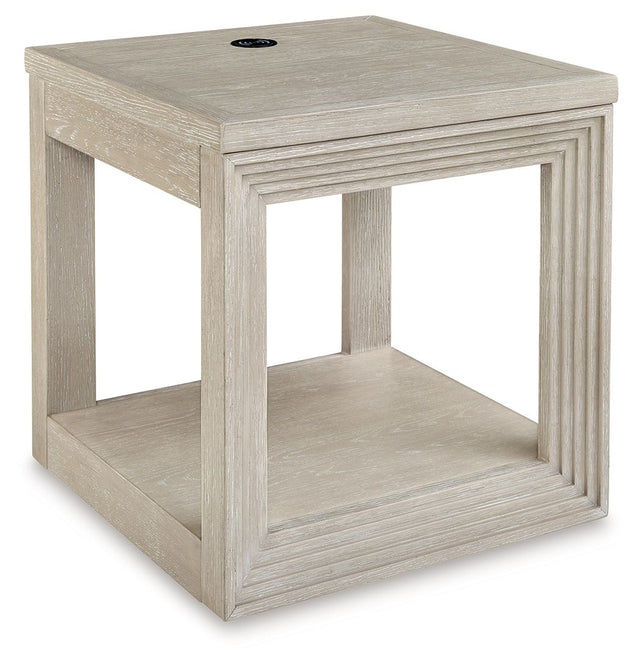 Signature Design by Ashley® Marxhart - Bisque - Square End Table | Meri Furniture