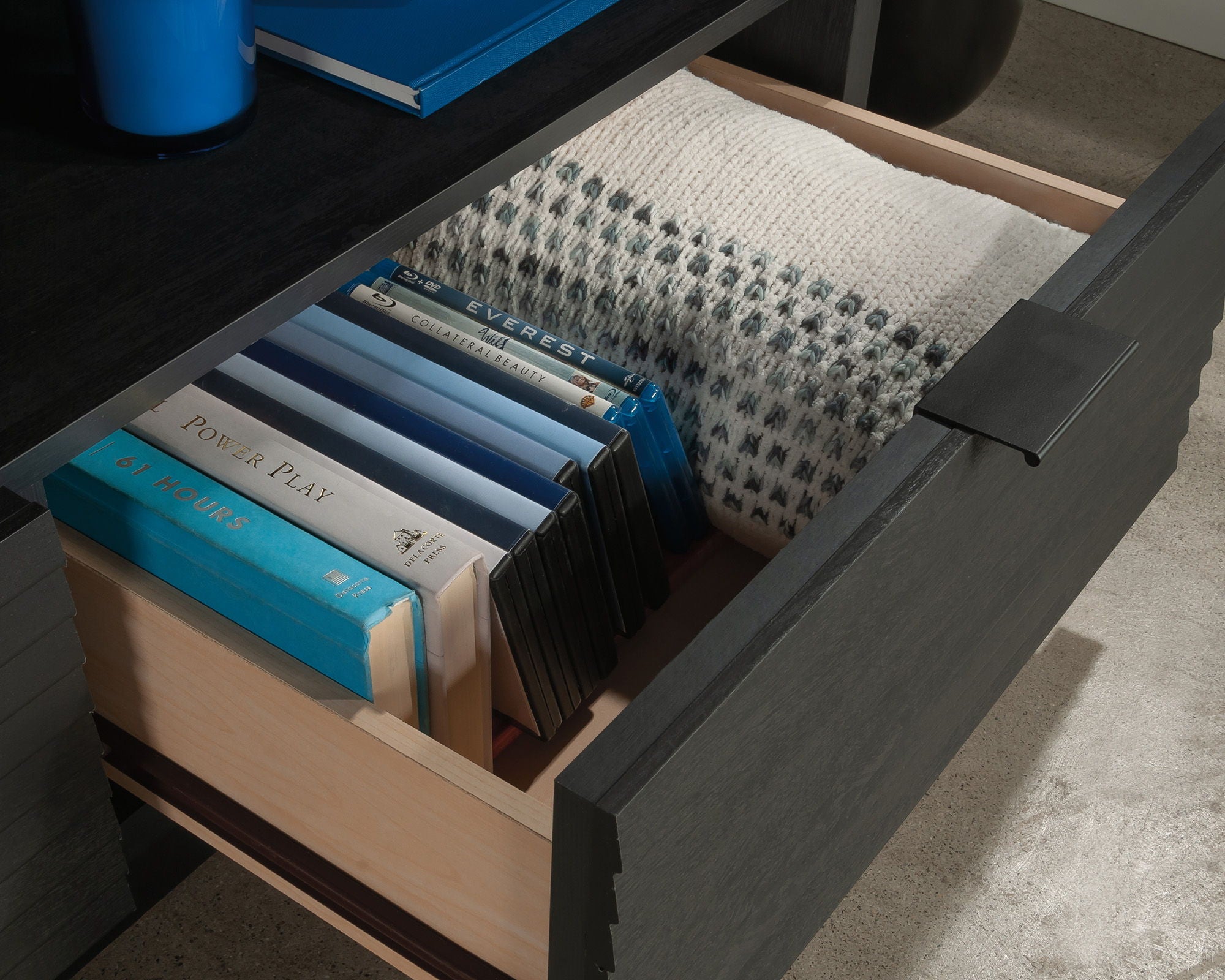 TV Credenza with Drawers in Raven Oak