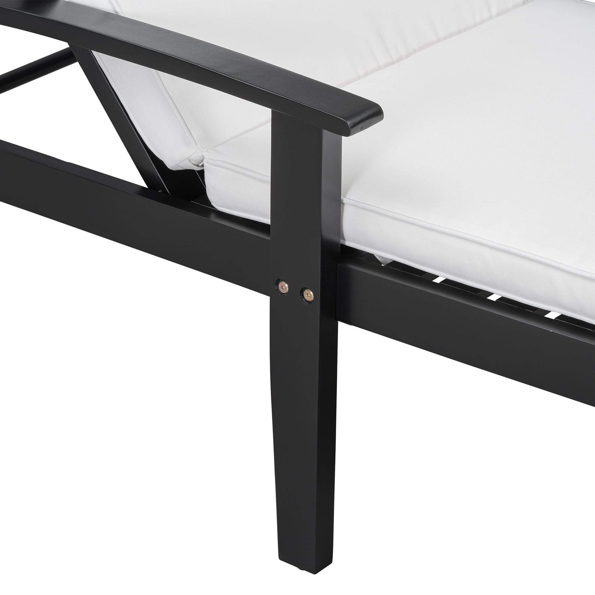 Jason - Black Chaise Lounge Adjustable Acacia Wood Outdoor Furniture