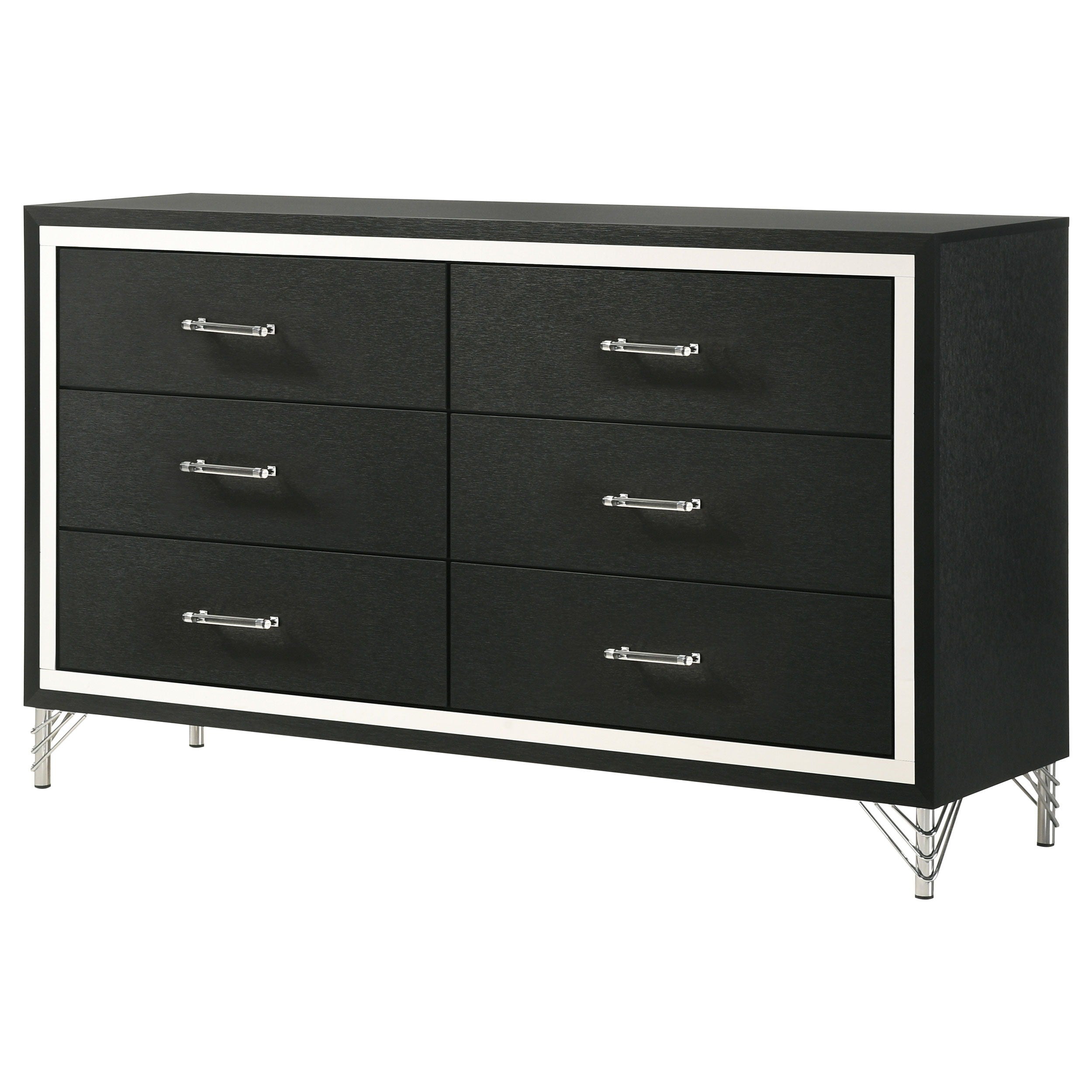 Coaster Fine Furniture Lucia - 6-Drawer Dresser Cabinet - Black | Meri Furniture