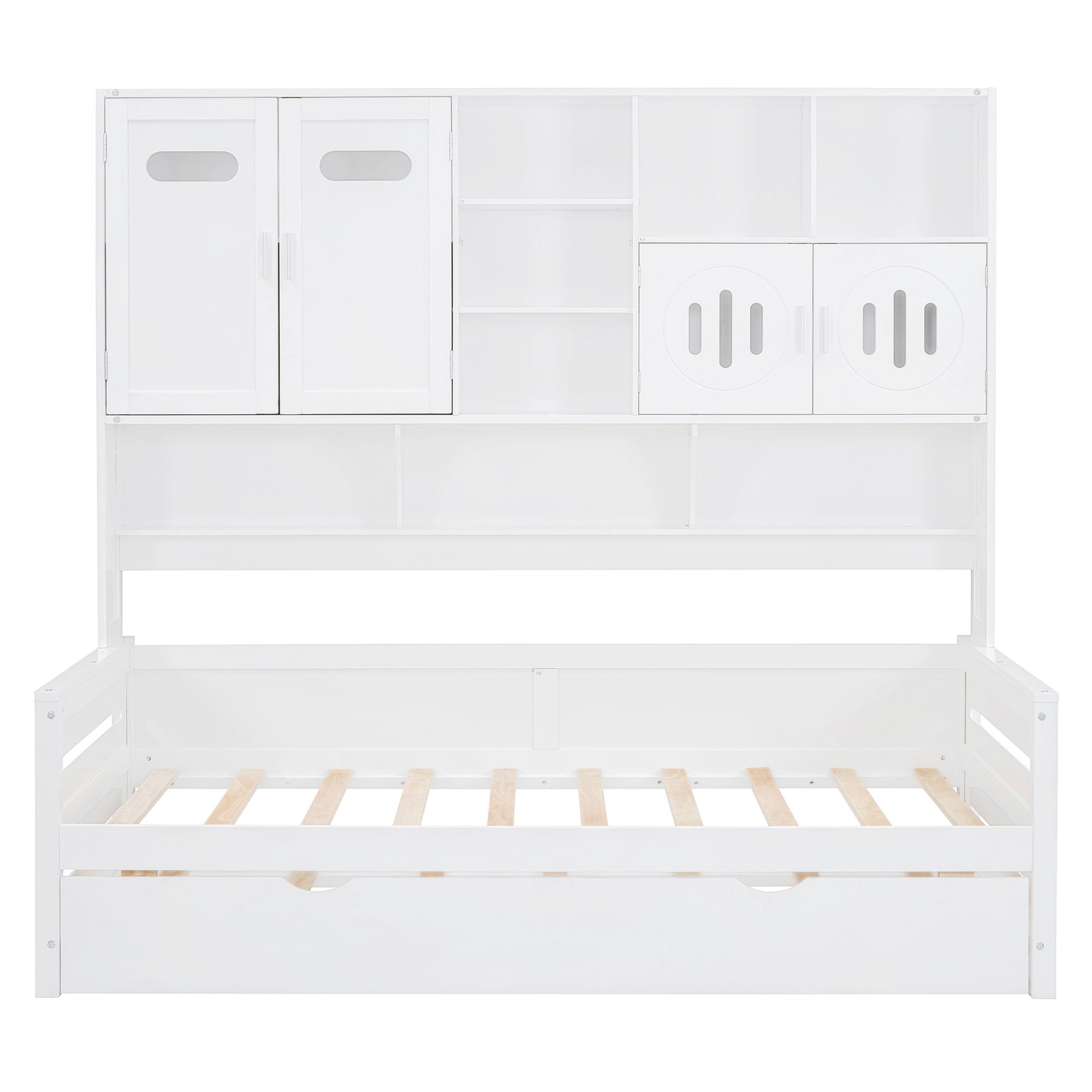 Daybed With All-In-One Cabinet And Shelf