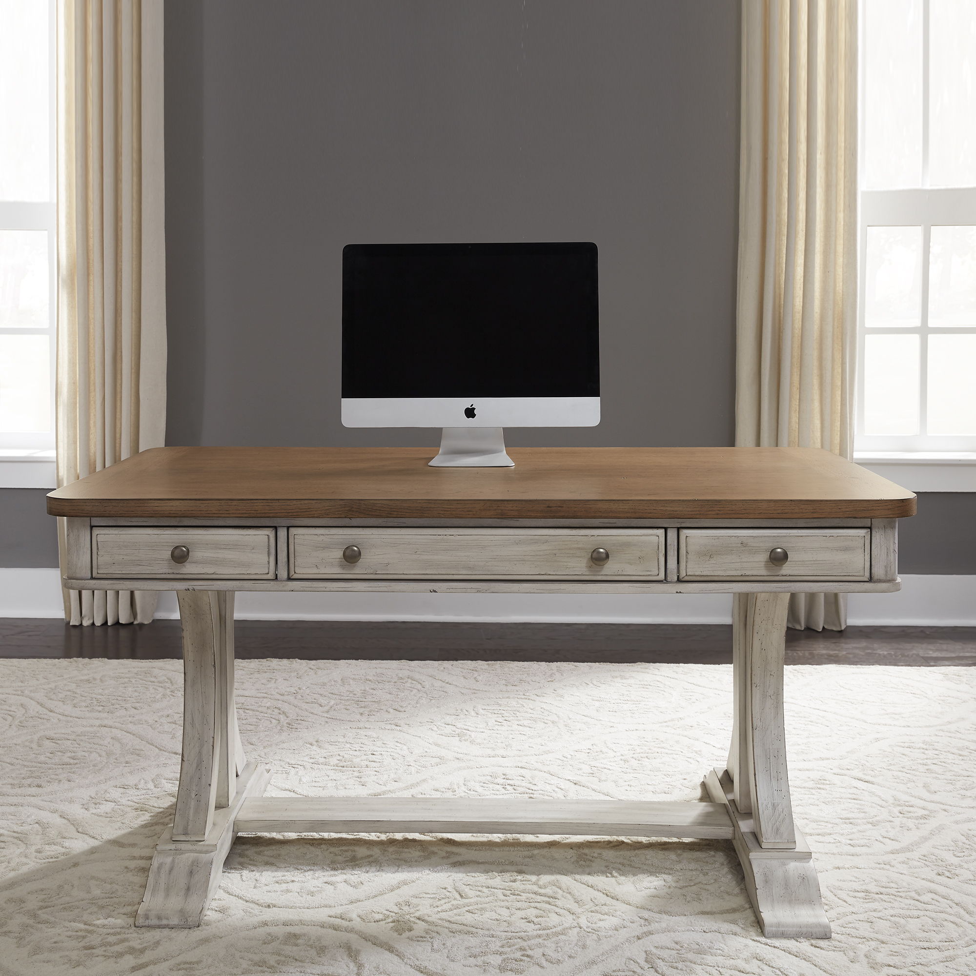 Liberty Furniture Farmhouse Reimagined - 3 Piece Home Office Set (Desk & Hutch) - White | Meri Furniture