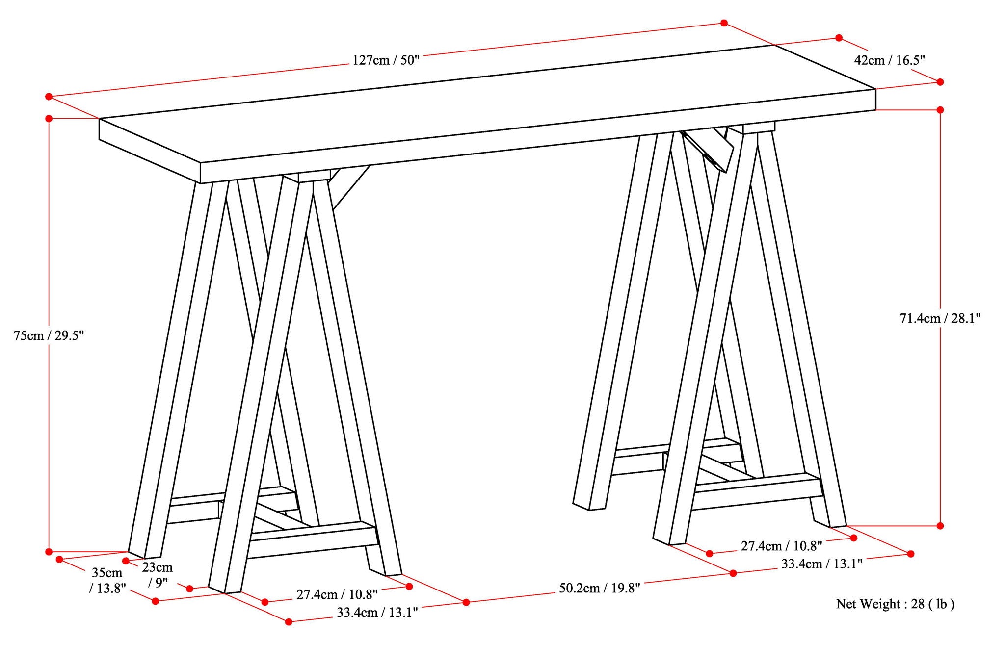 Sawhorse - Handcrafted Console Sofa Table