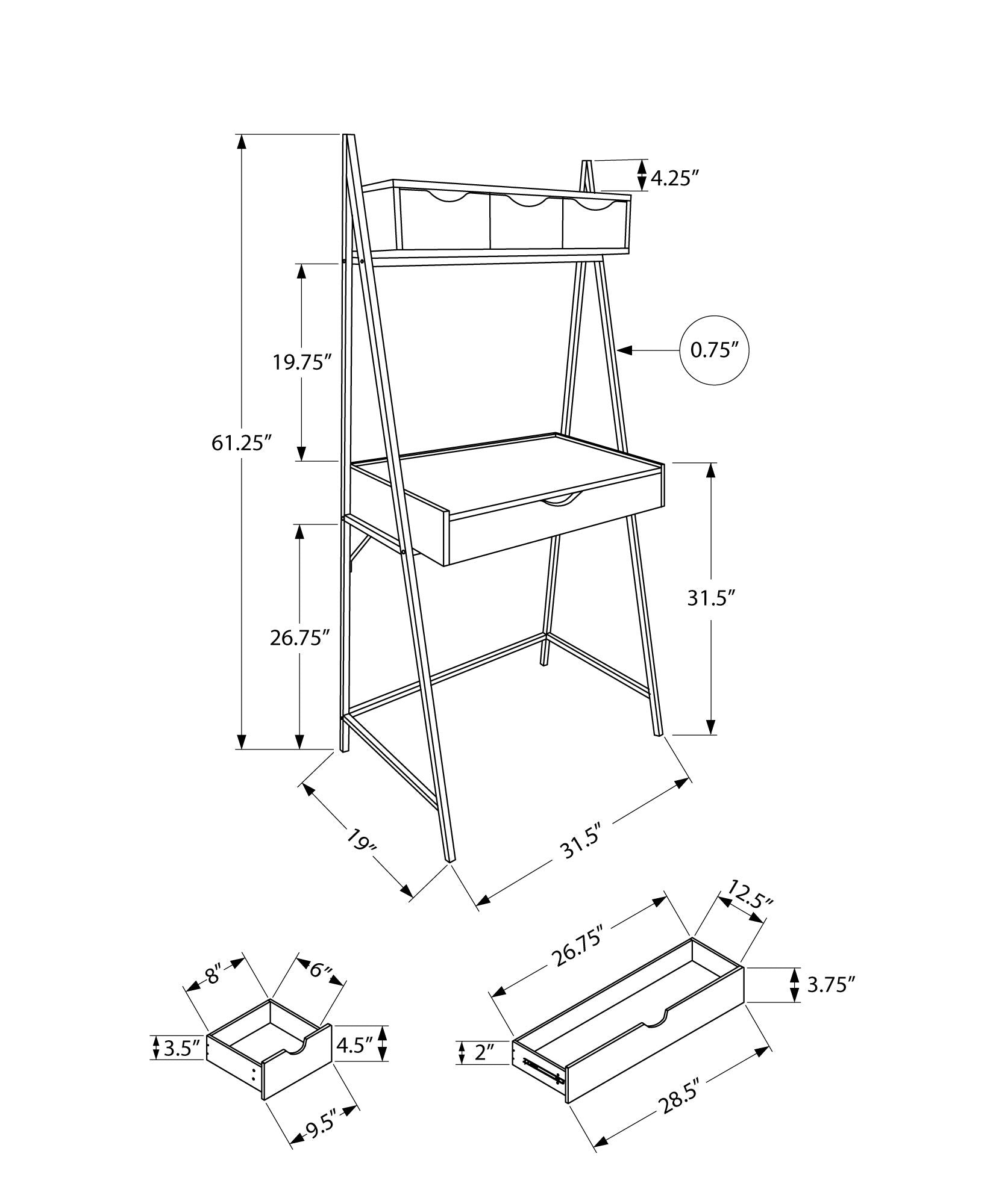 Computer Desk For Home Office, Laptop, Leaning, Storage Drawers, Contemporary & Modern
