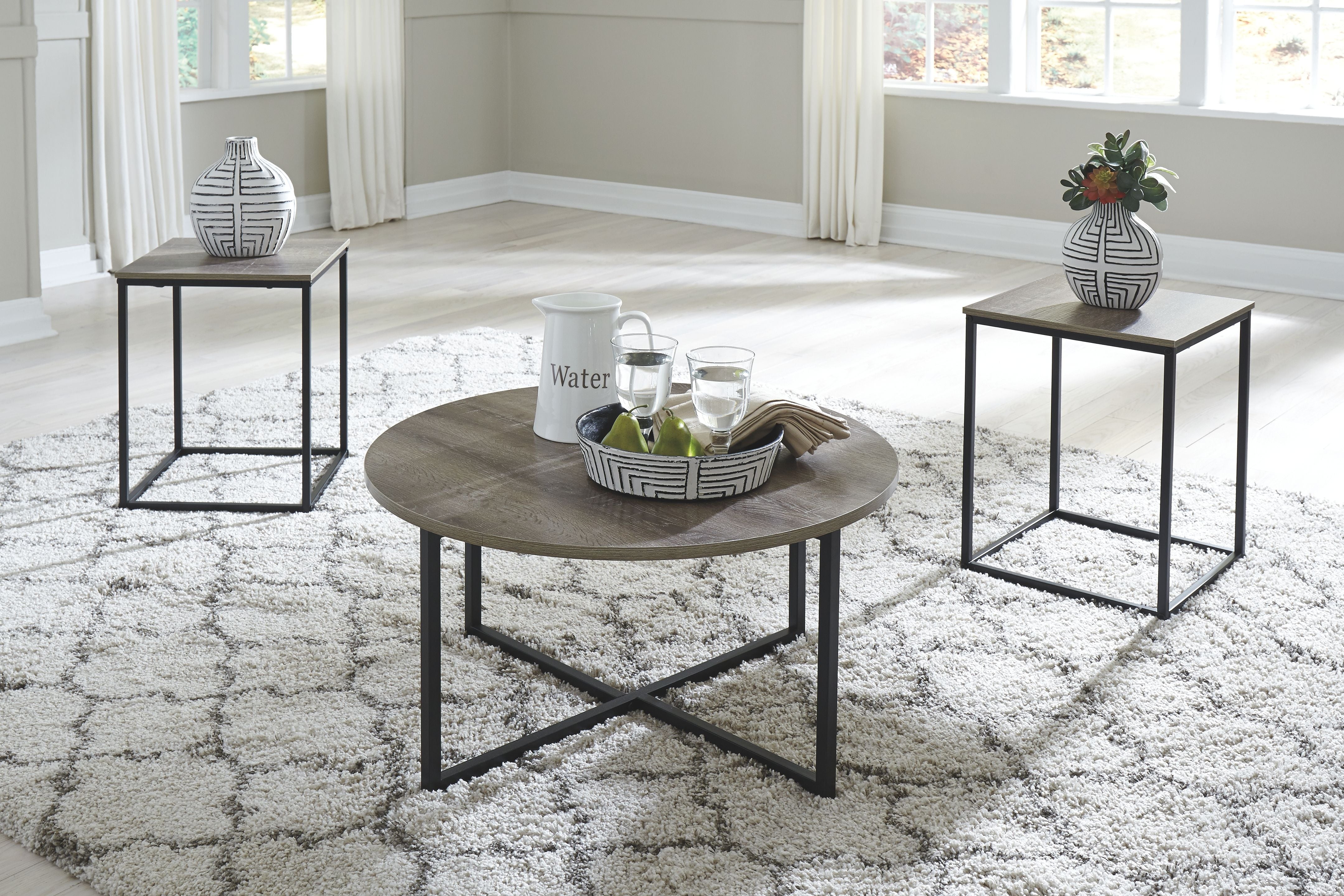 Ashley Furniture Wadeworth - Brown / Beige - Occasional Table Set (Set of 3) | Meri Furniture