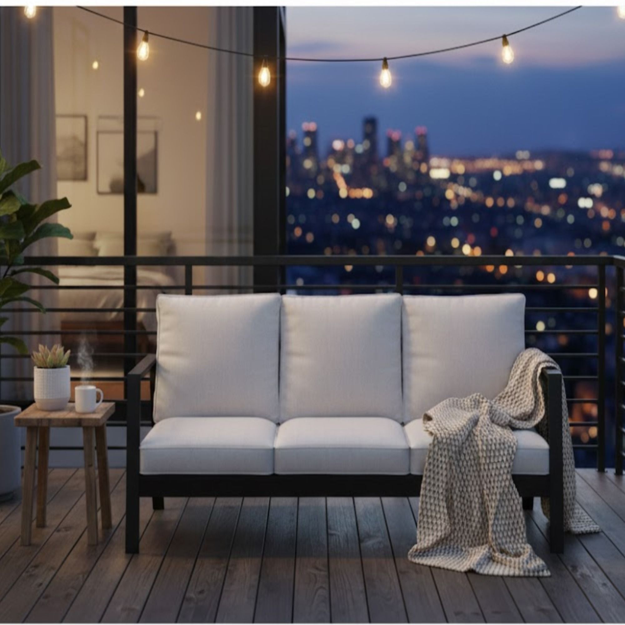 3 Seat All-Weather Patio Sofa With Cushions