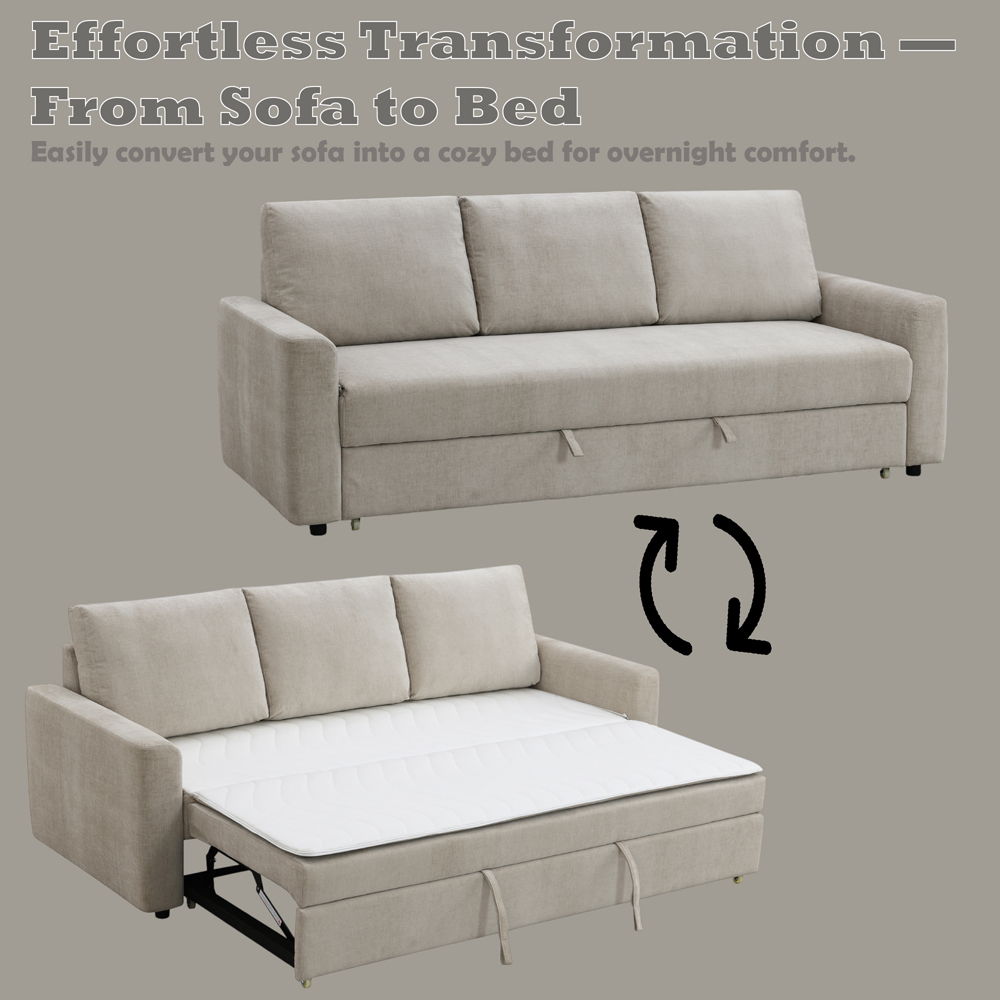 Leira - Sofa With Sleeper - Beige Linen