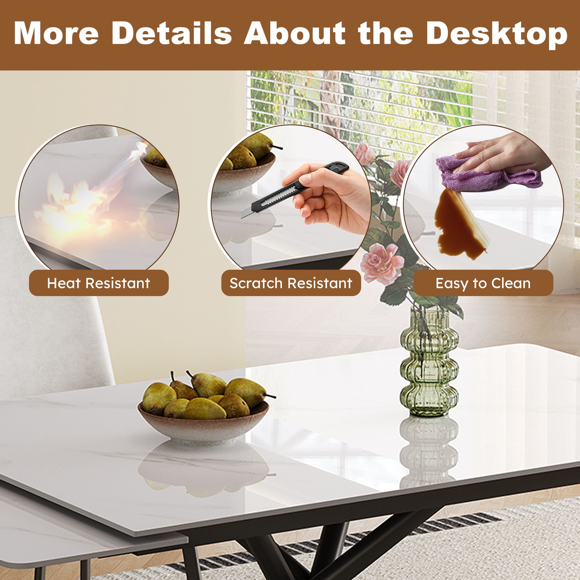 Retractable Sintered Stone Dining Table Set With Chairs