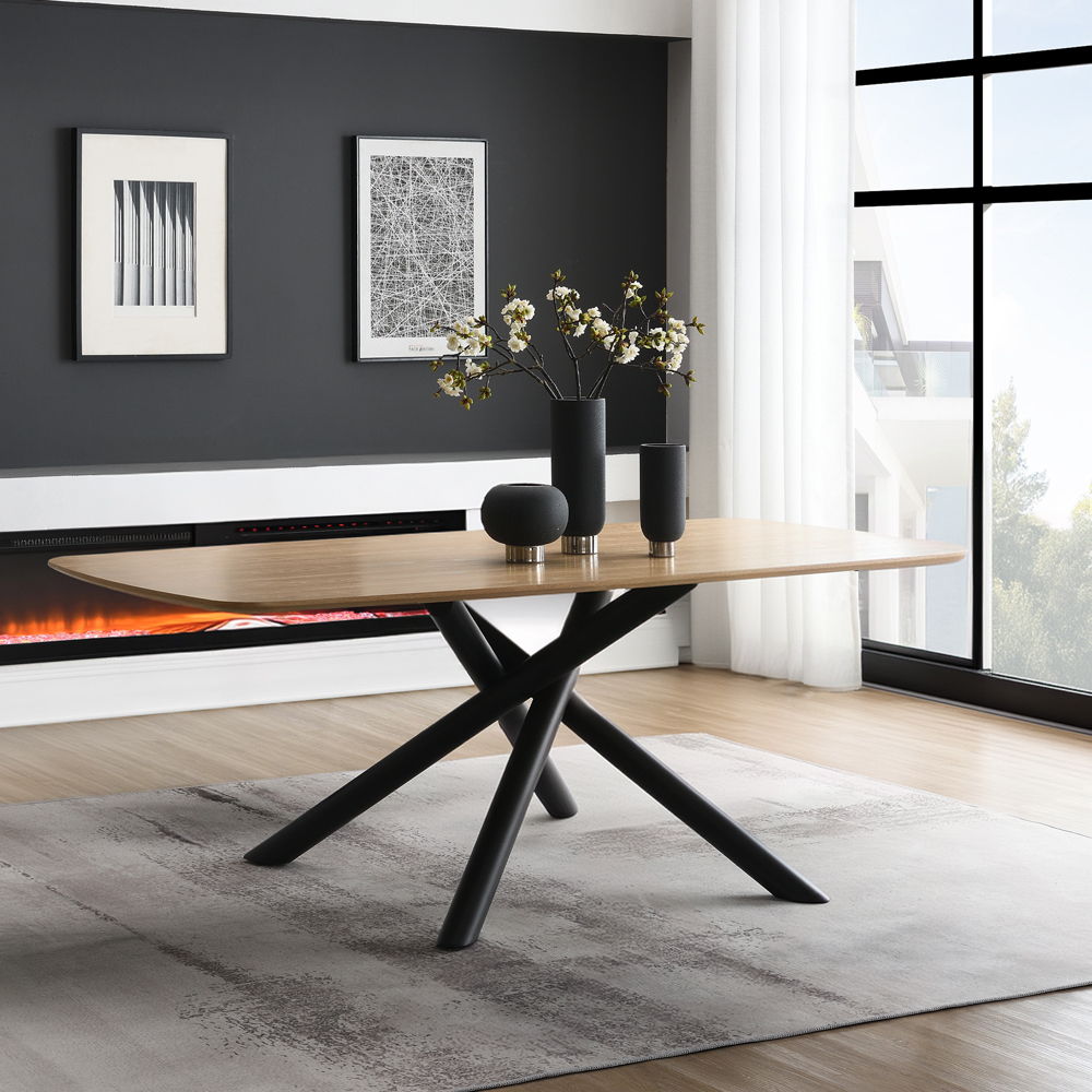 ACME Lawton - Dining Table - Natural & Black Finish | Meri Furniture