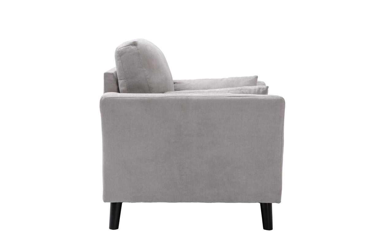 Damian Light Gray Woven Fabric Sofa Loveseat Chair Living Room Set