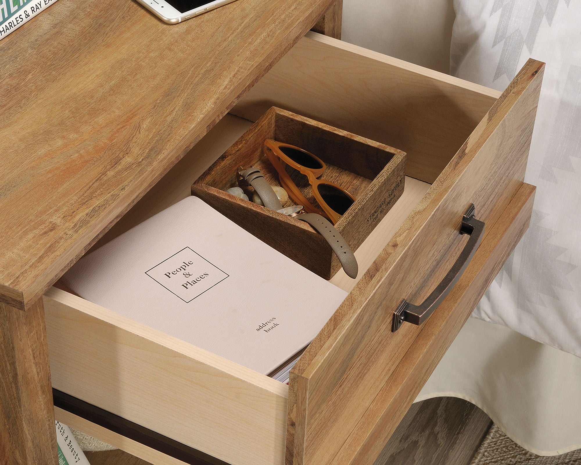 1-Drawer Open Shelf Night Stand