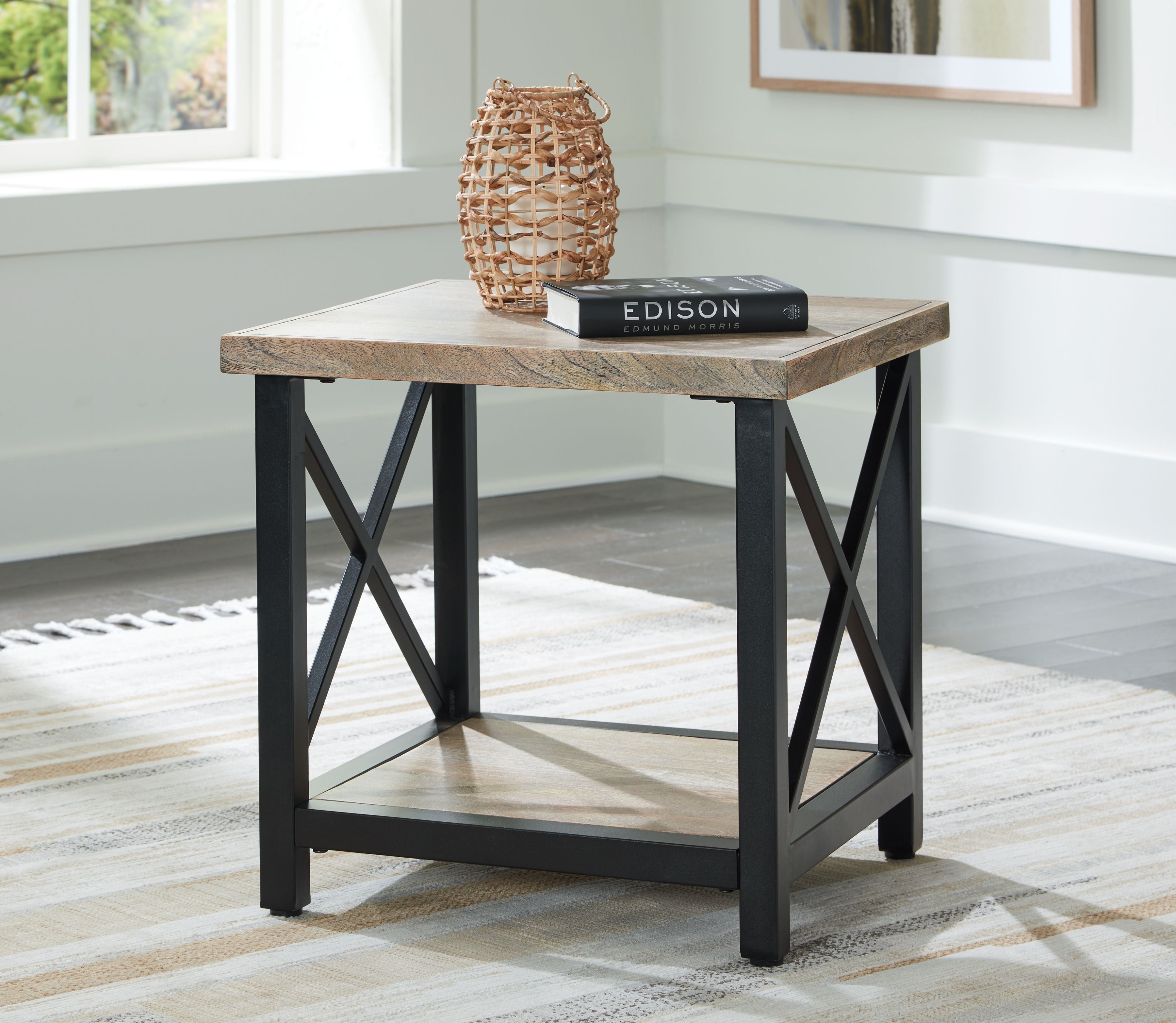 Signature Design by Ashley® Bristenfort - Brown / Black - Rectangular End Table | Meri Furniture