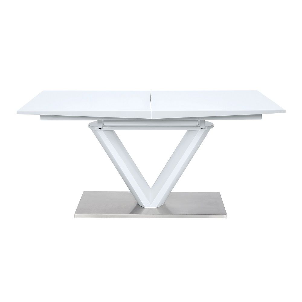 ACME Gallegos - Dining Table With Leaf - White High | Meri Furniture